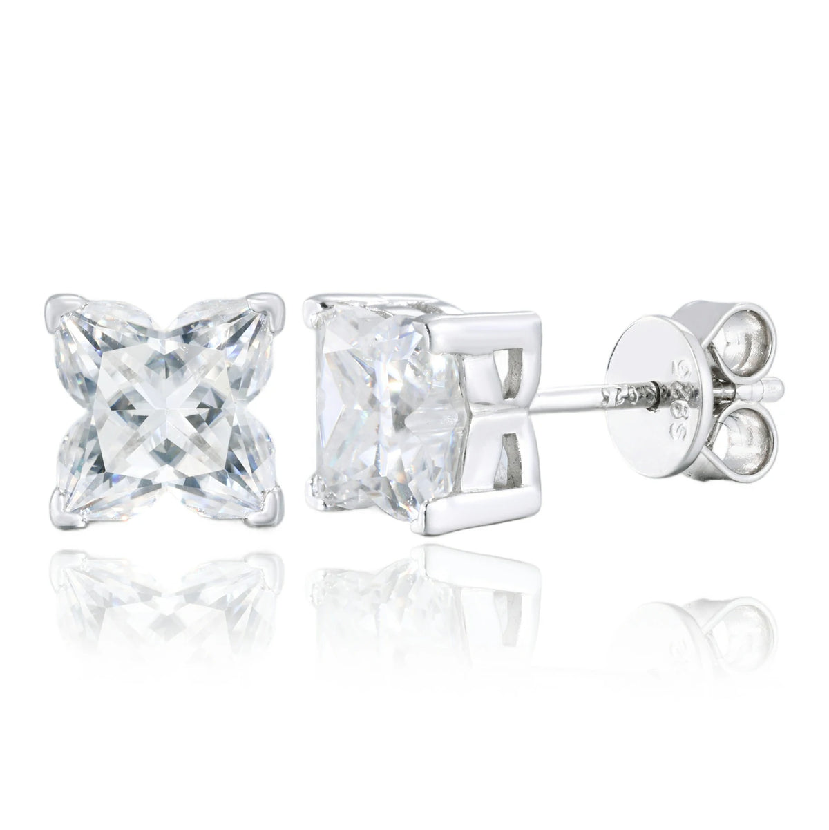 S925 Lily Cut Moissanite Stud Earrings