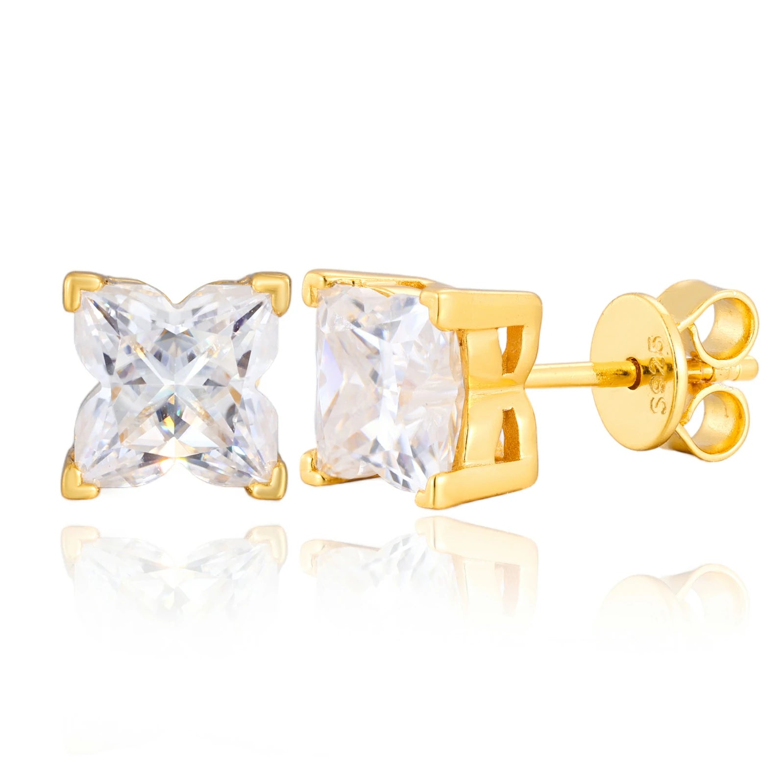 S925 Lily Cut Moissanite Stud Earrings