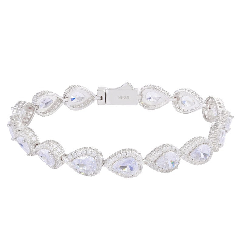 8mm S925 Pear Cut Moissanite Peach Tennis Bracelet