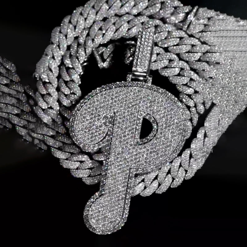 S925 Moissanite Sparkle Letter P Pendant