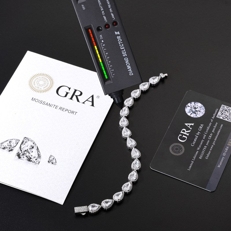 8mm S925 Pear Cut Moissanite Peach Tennis Bracelet