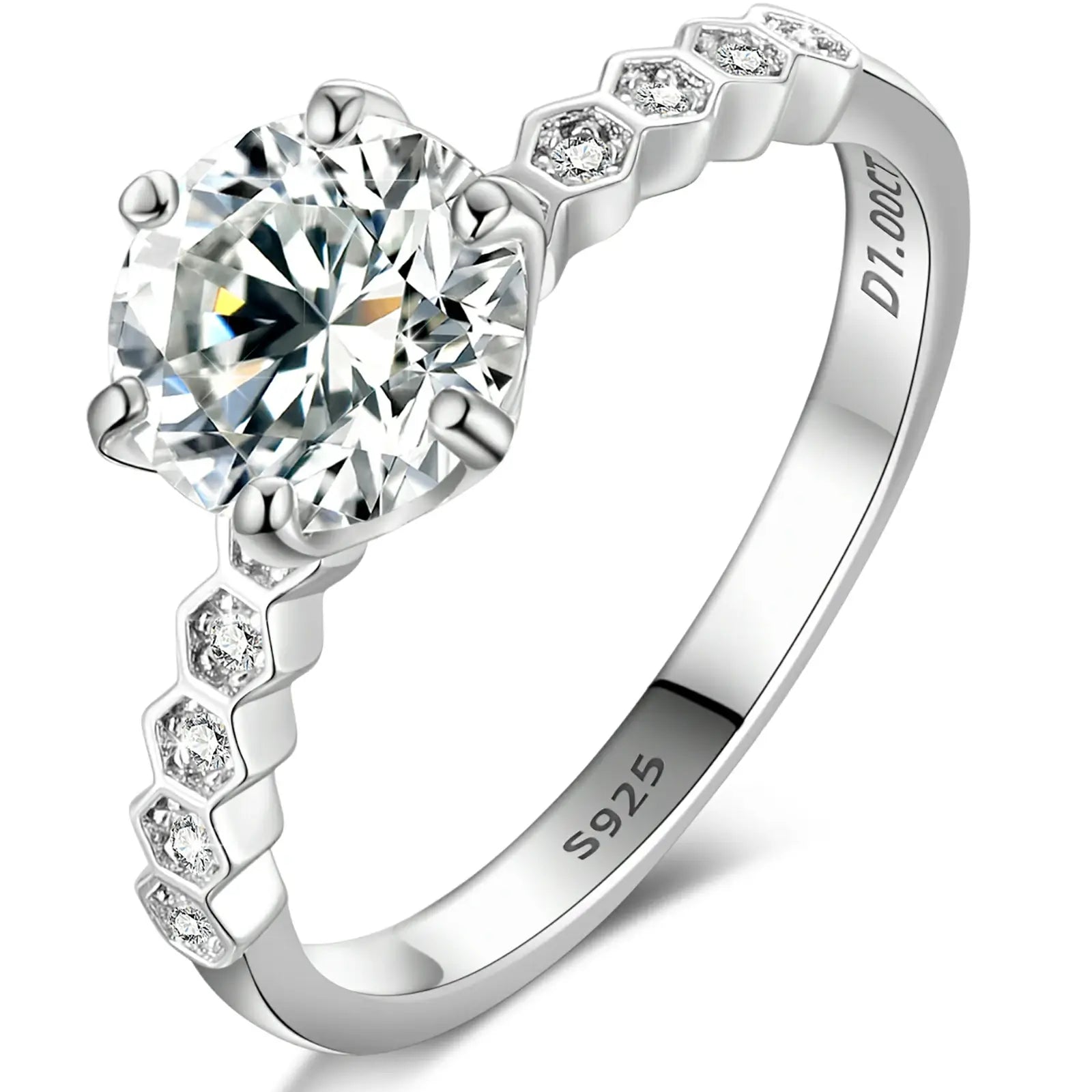 1ct S925 Moissanite Eternal Nine Stars Engagement Ring