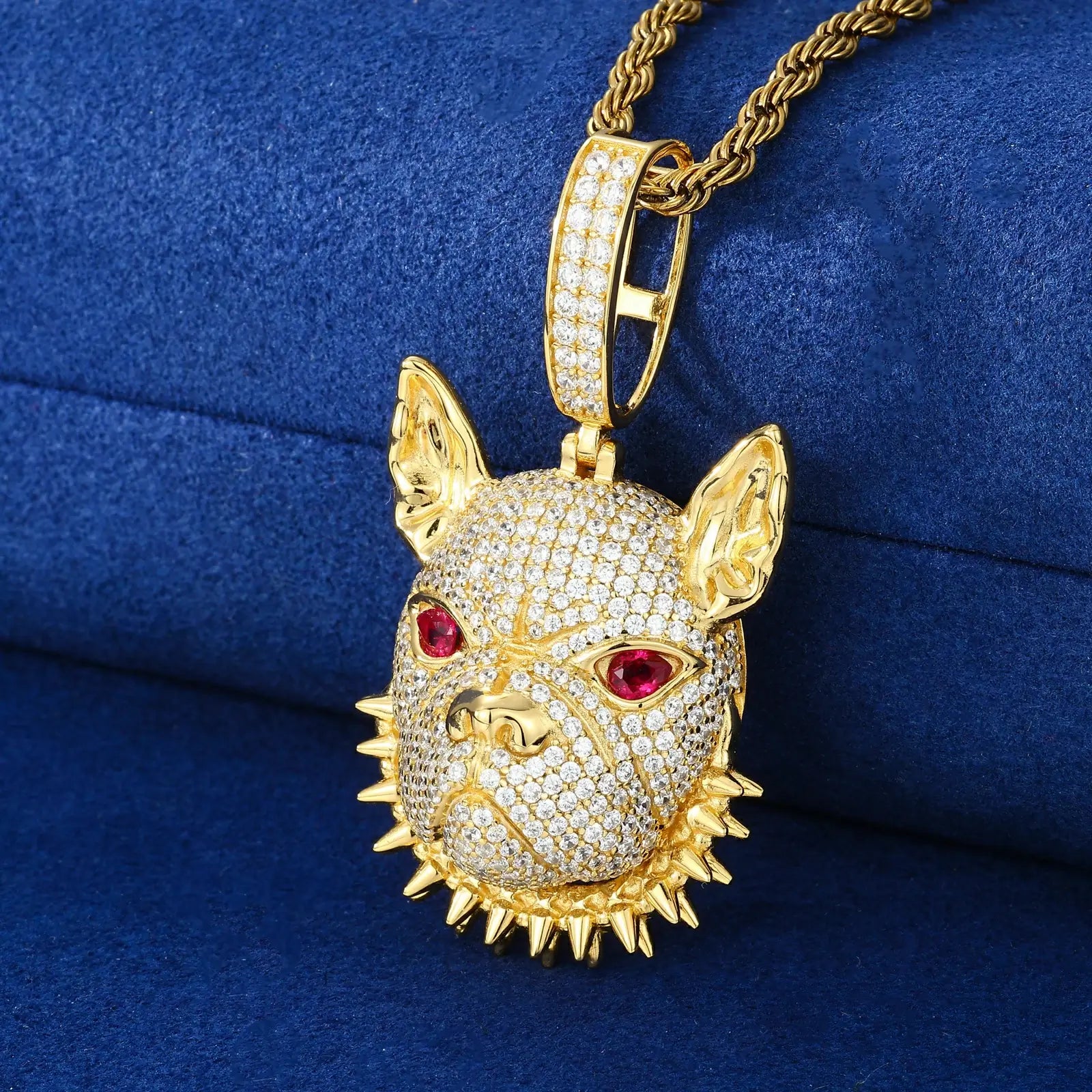 S925 Moissanite Pitbull Spike Collar Pendant