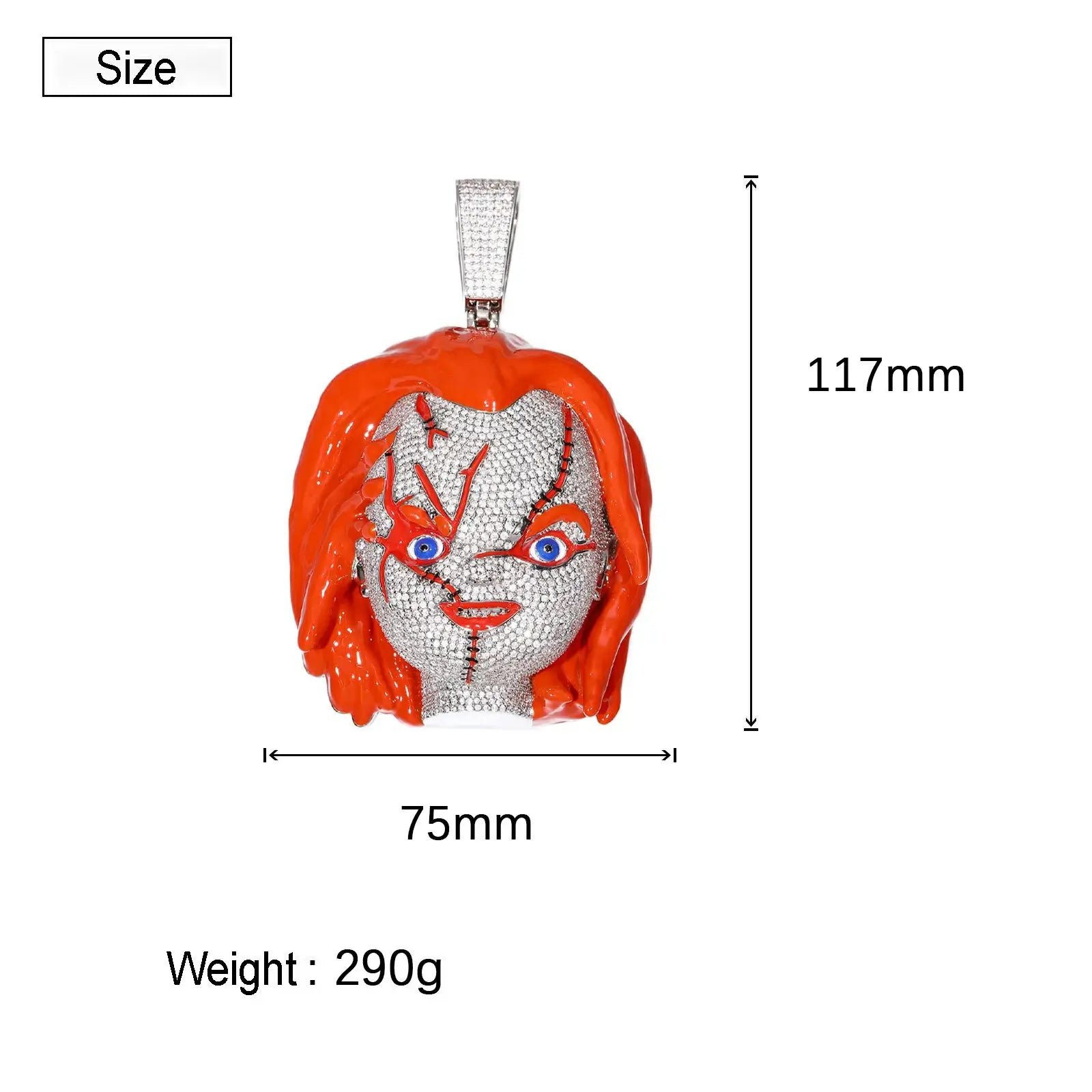 Oversize Luxurious Chucky Head Pendant