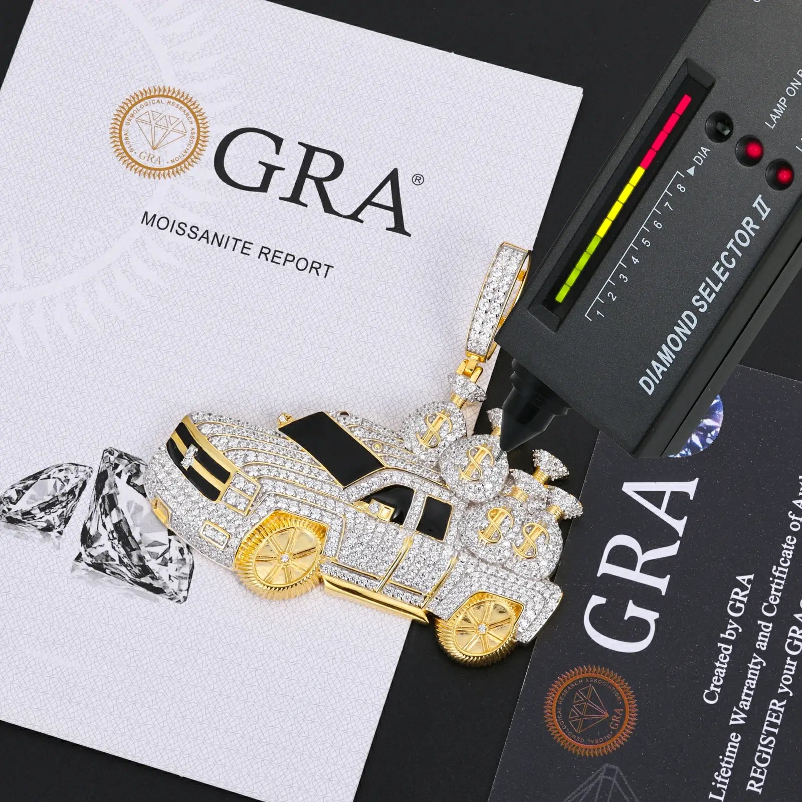 S925 Moissanite A Truckload of Money Bags Pendant