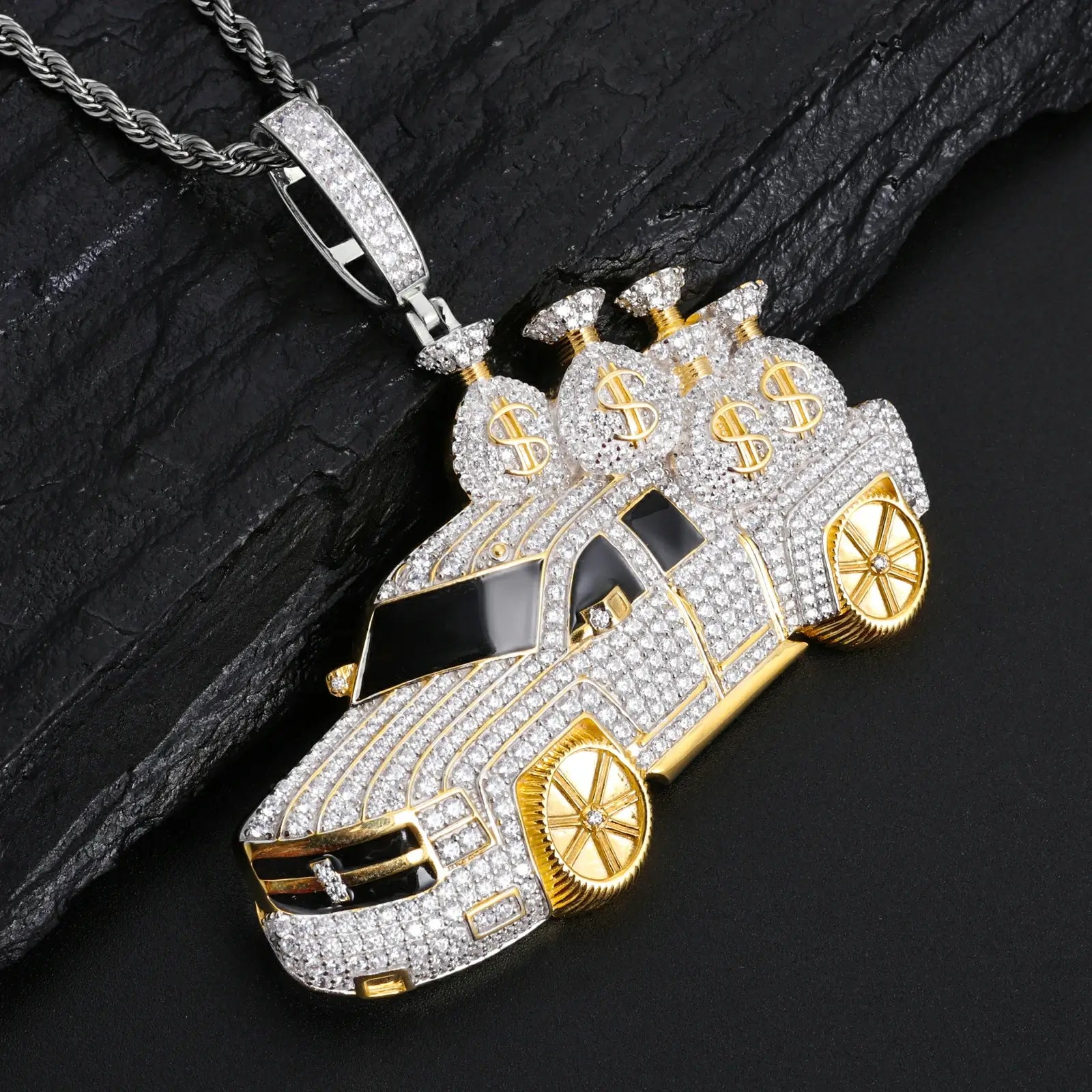 S925 Moissanite A Truckload of Money Bags Pendant