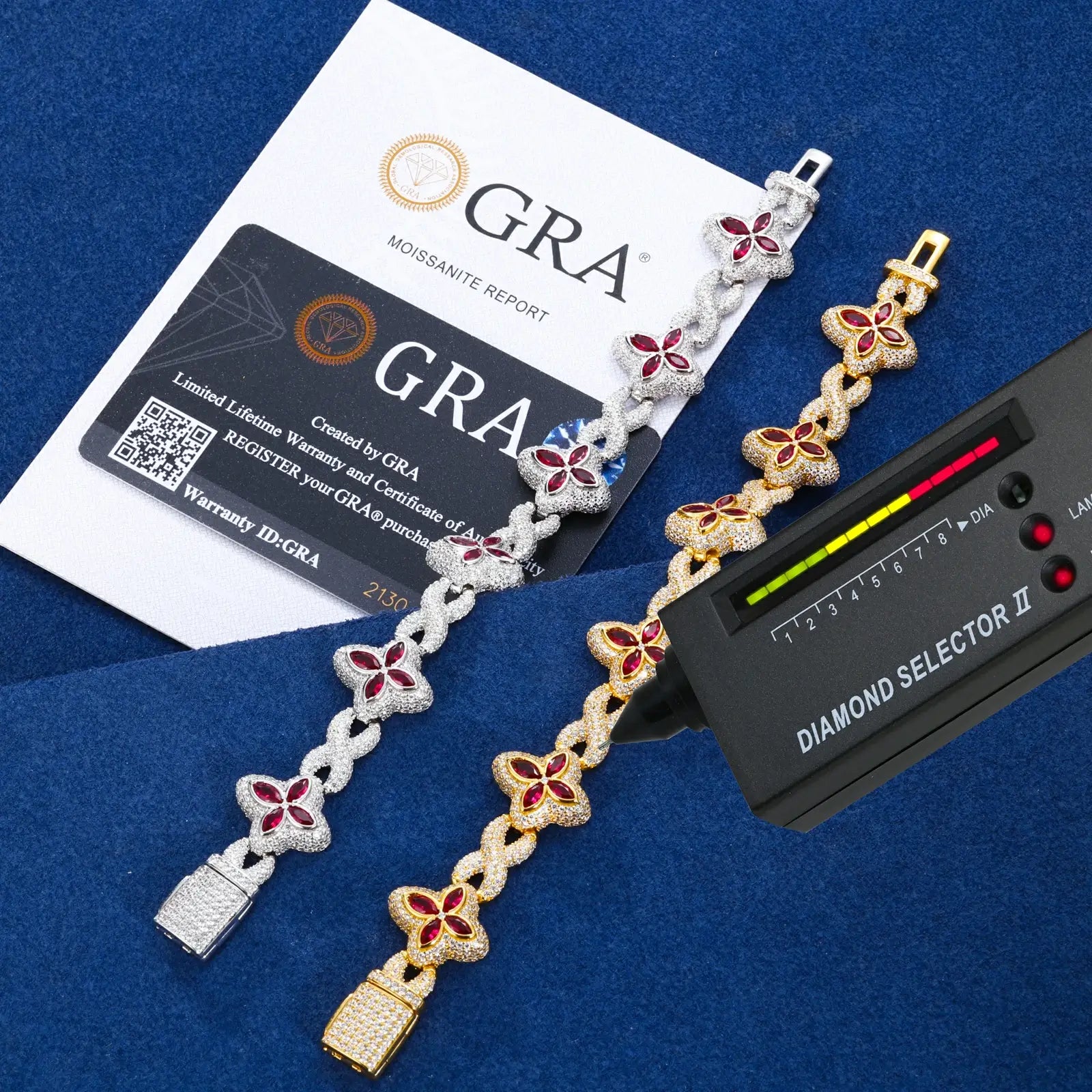 16mm S925 Moissanite Infinity Lucky Clover Link Bracelet