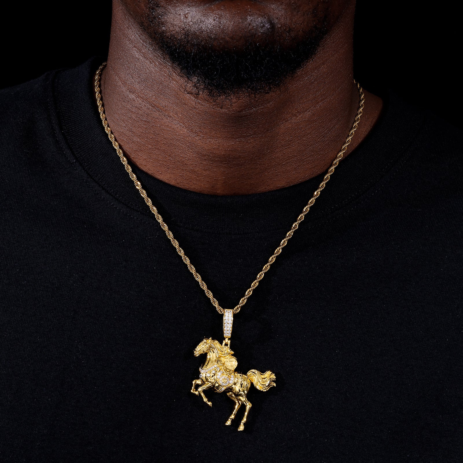 S925 Moissanite Leaping Horse Pendant