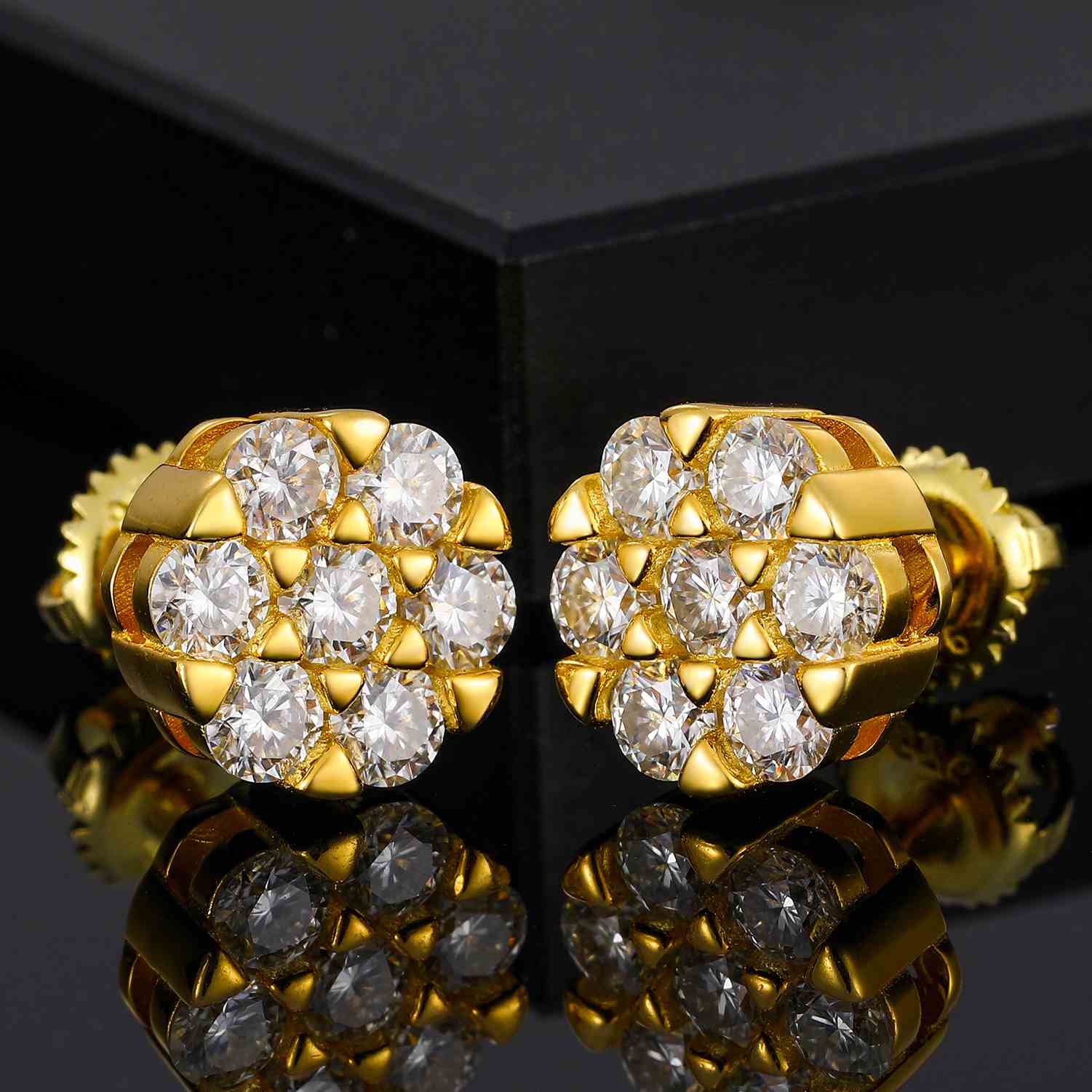 VVS Moissanite Cluster Flower Stud Earrings