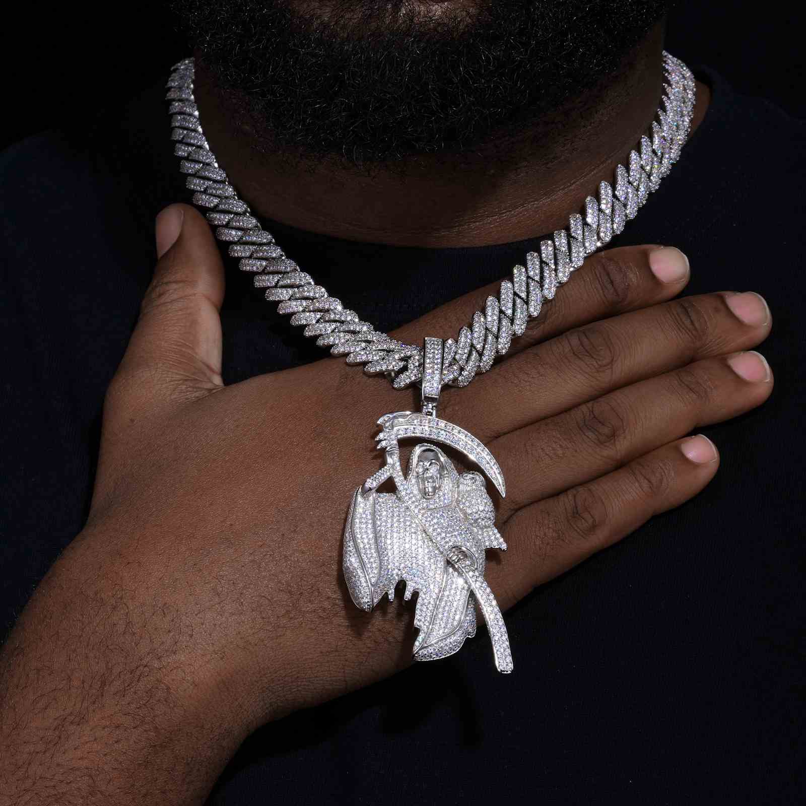S925 Moissanite Grim Reaper Pendant