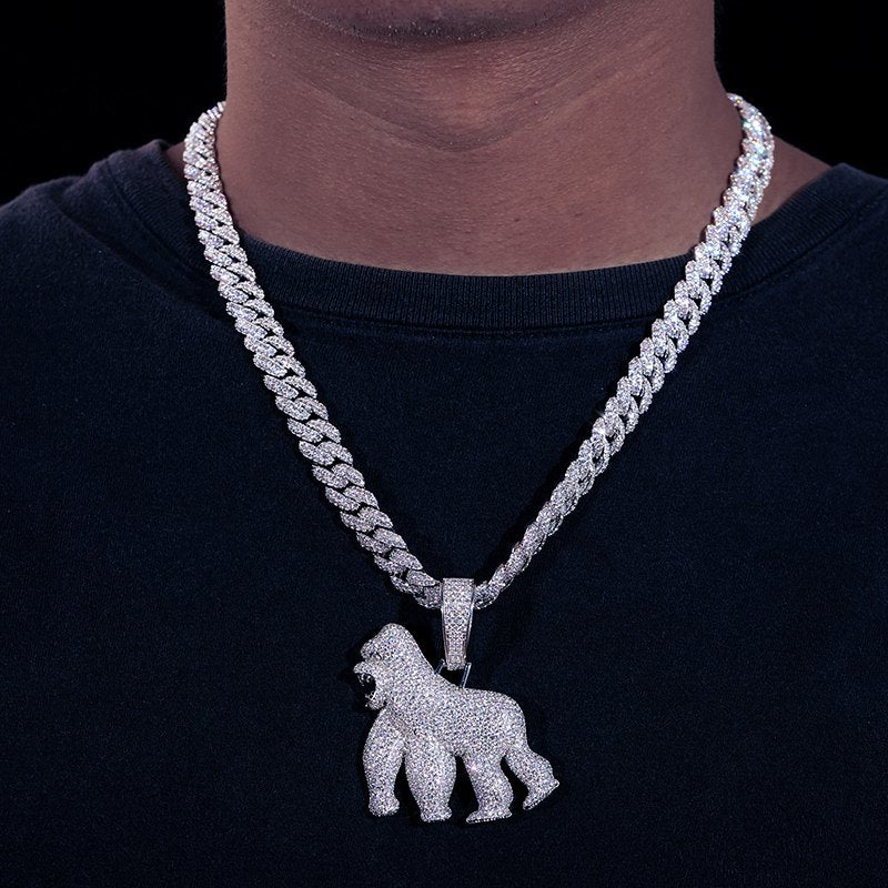 S925 Micro Moissanite Chimpanzee Pendant