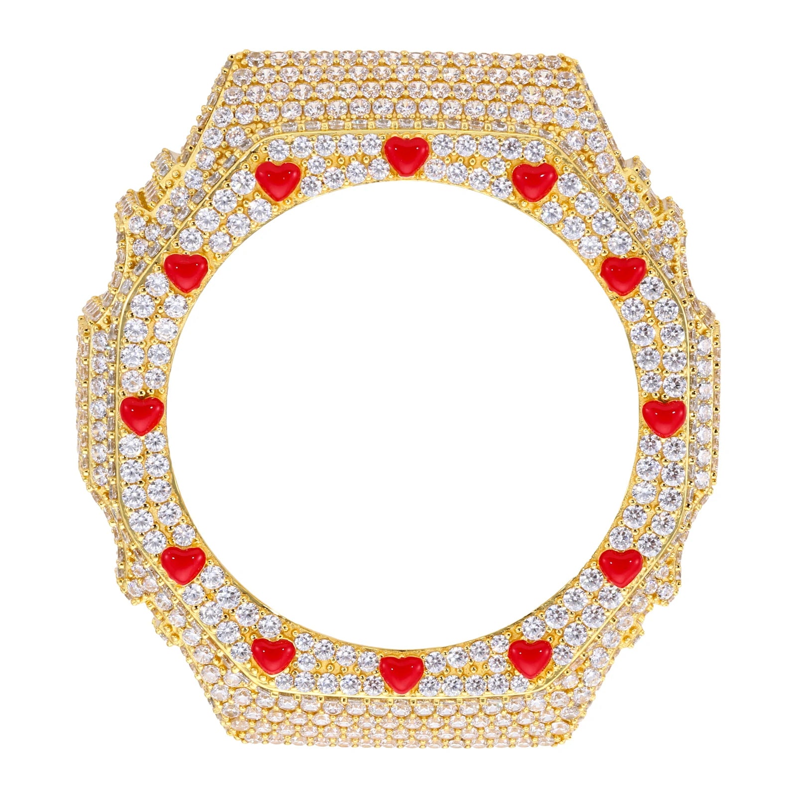 Iced Out Moissanite Red Heart Bust Down Bezel for GA2100