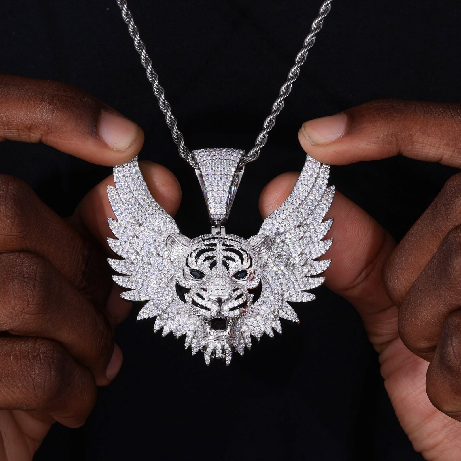 Celestial Tiger – Sterling Silver & Moissanite Pendant S925