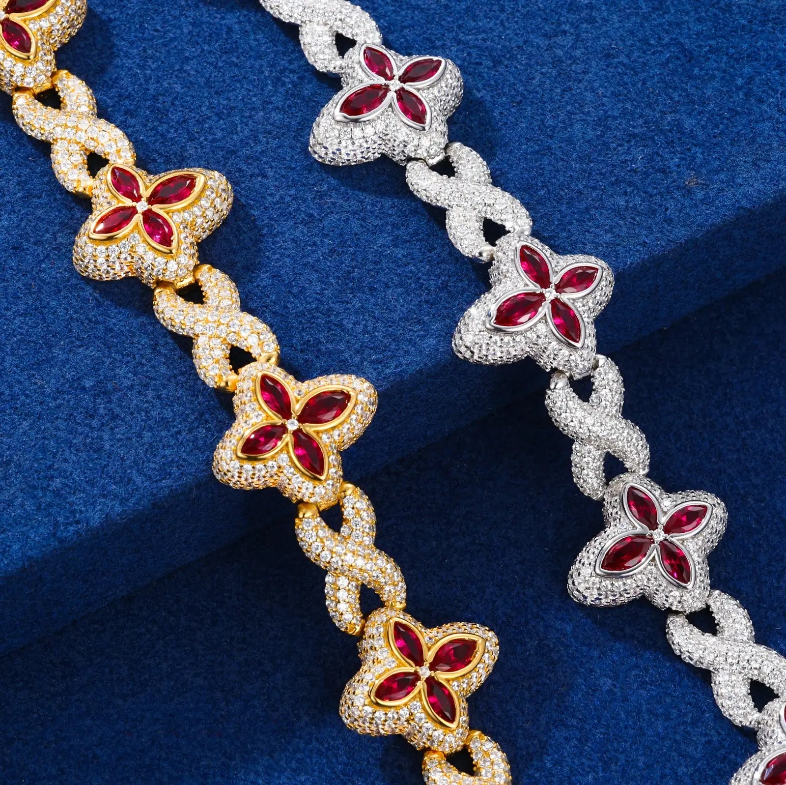 16mm S925 Moissanite Infinity Lucky Clover Link Bracelet