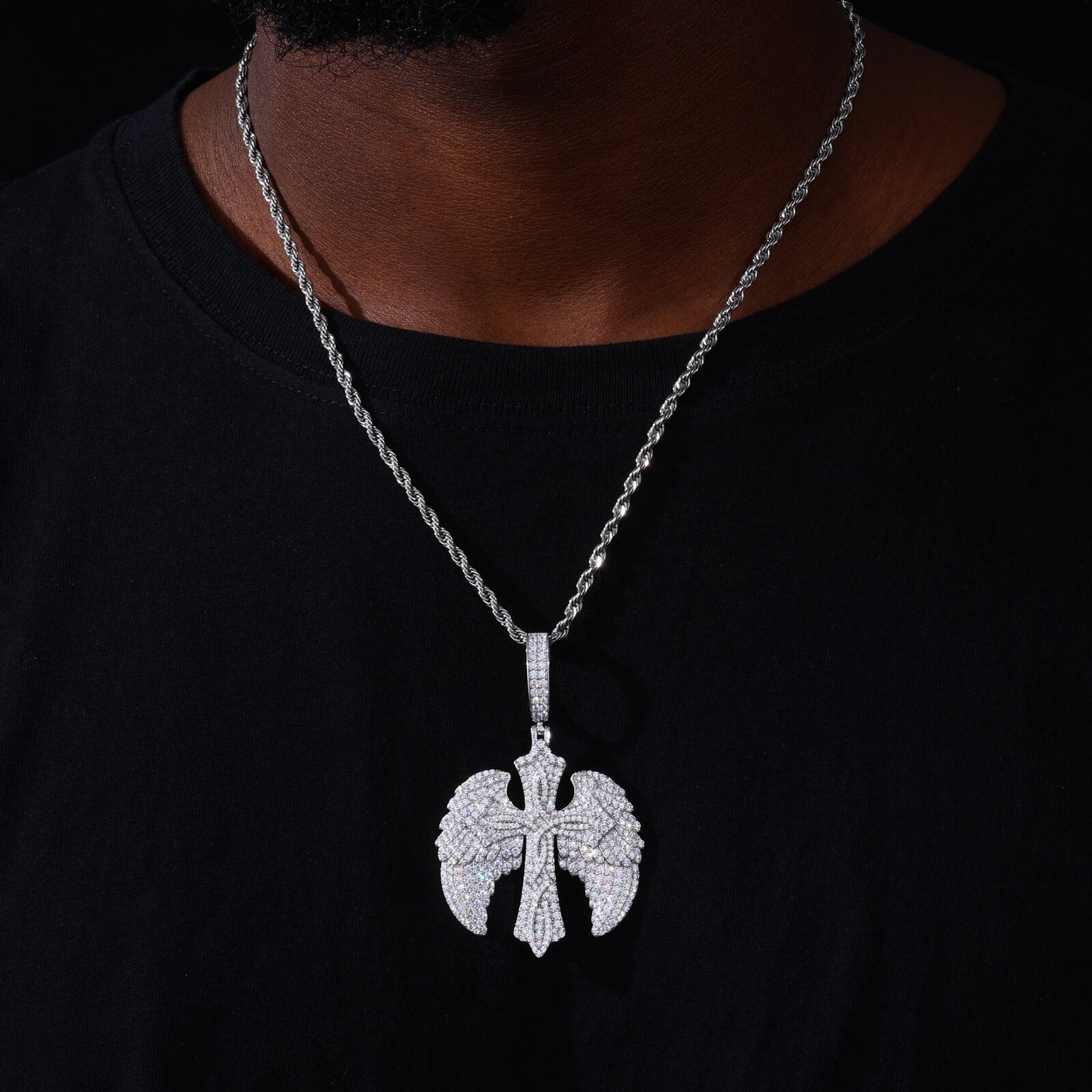 S925 Moissanite Celtic Cross Wing Pendant