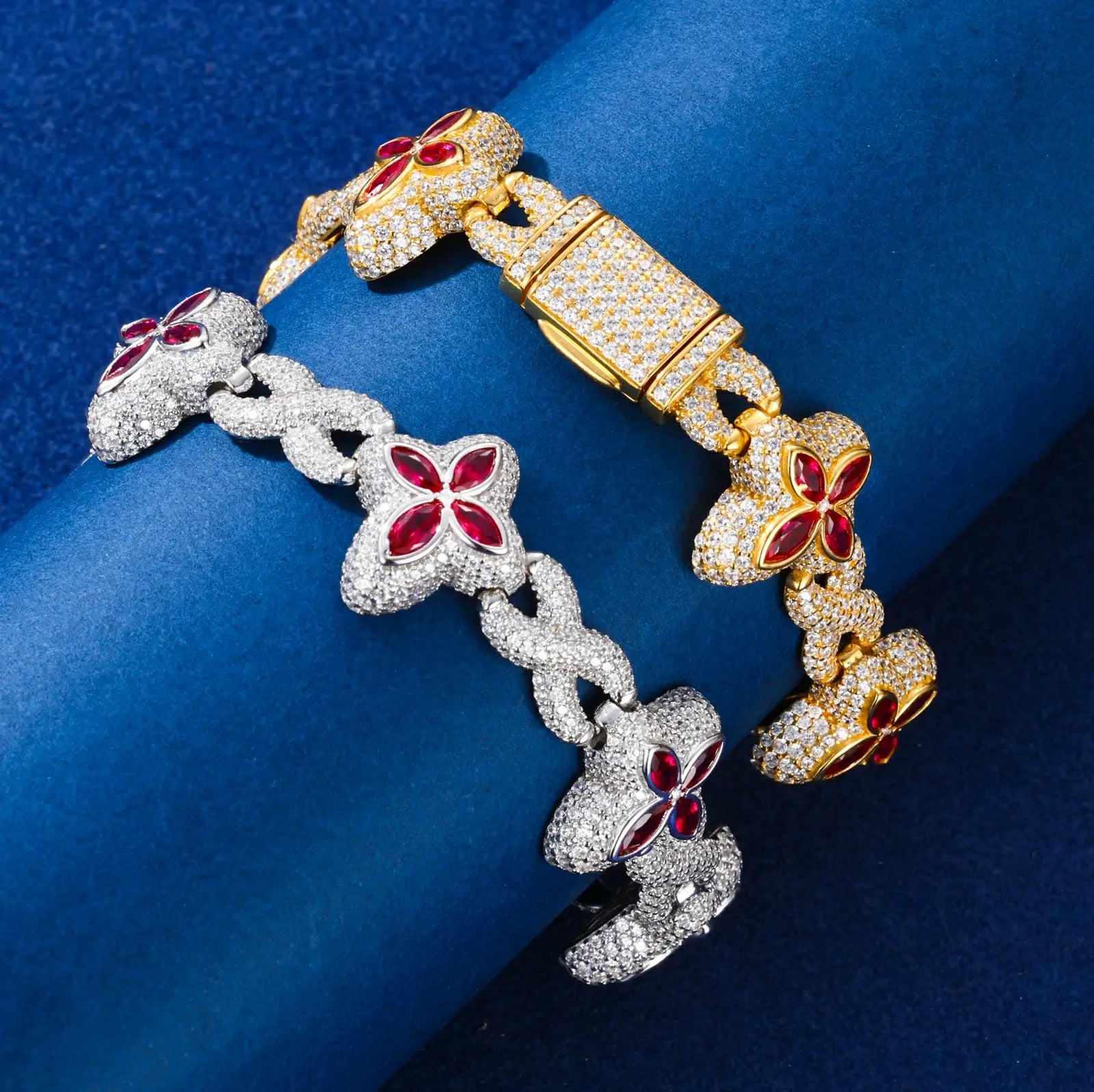 16mm S925 Moissanite Infinity Lucky Clover Link Bracelet