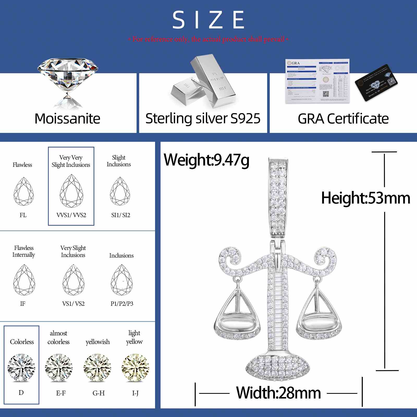 S925 Moissanite Libra Pendant