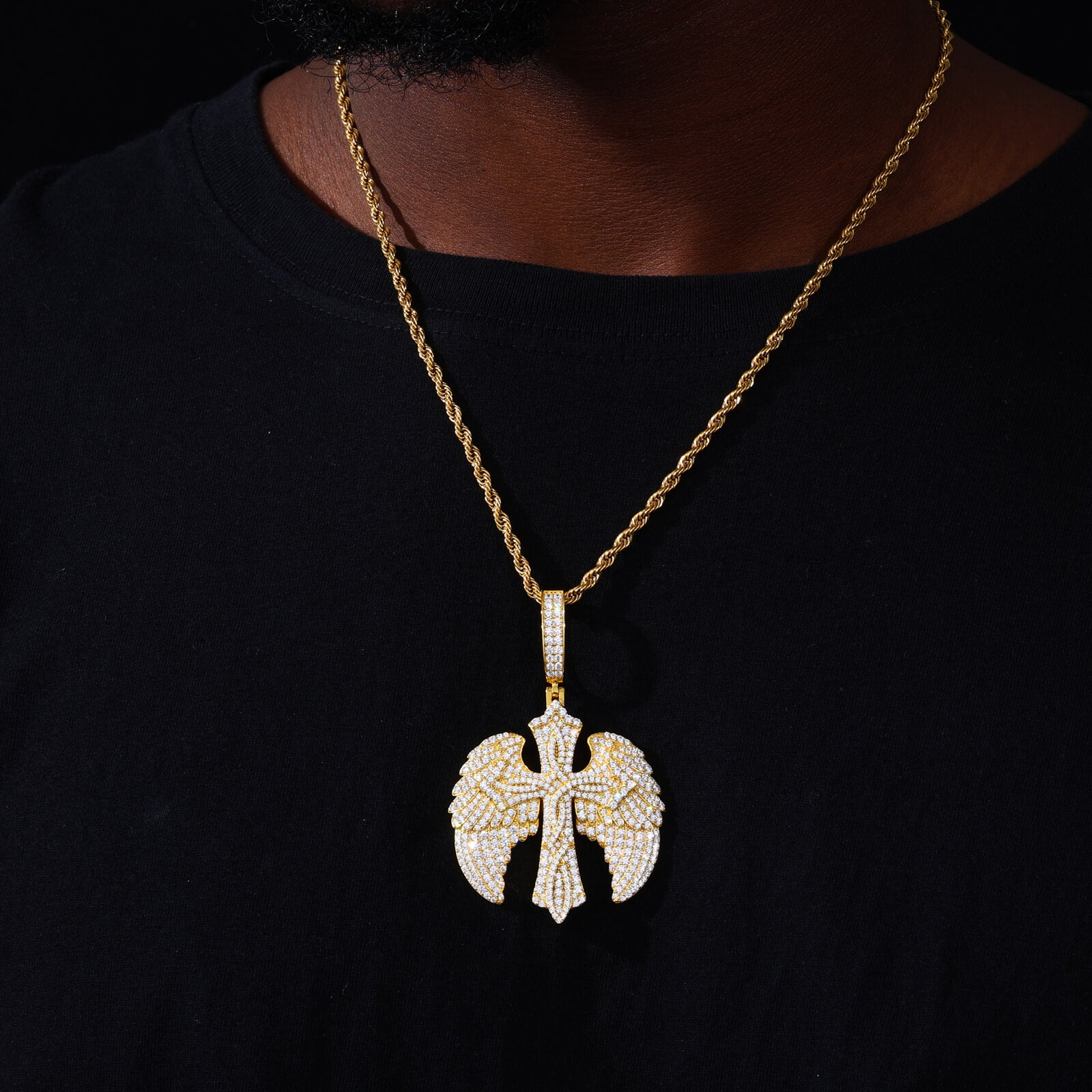 S925 Moissanite Celtic Cross Wing Pendant