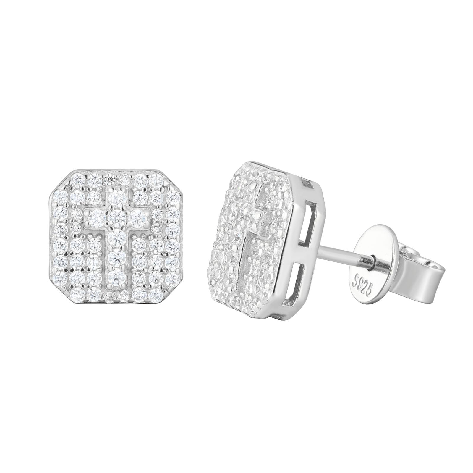 14k gold cross earrings mens