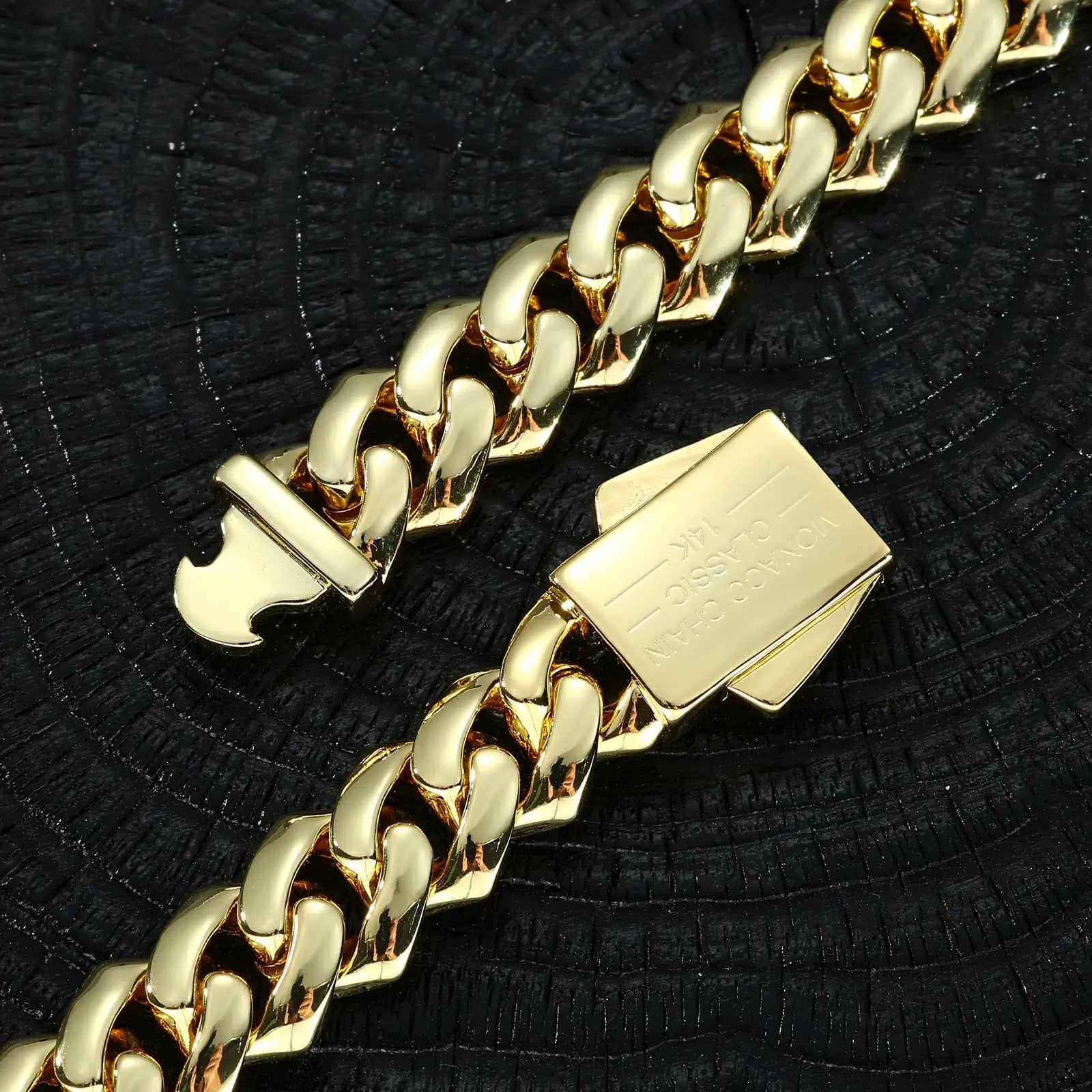 Back view: Smooth interior of 14K gold Monaco Cuban bracelet | Comfort-fit design for all-day wear