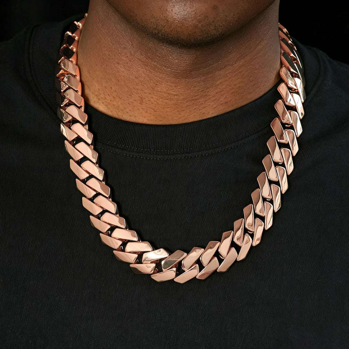 22mm Rose Gold Heavy Rhombus Miami Cuban Link Chain