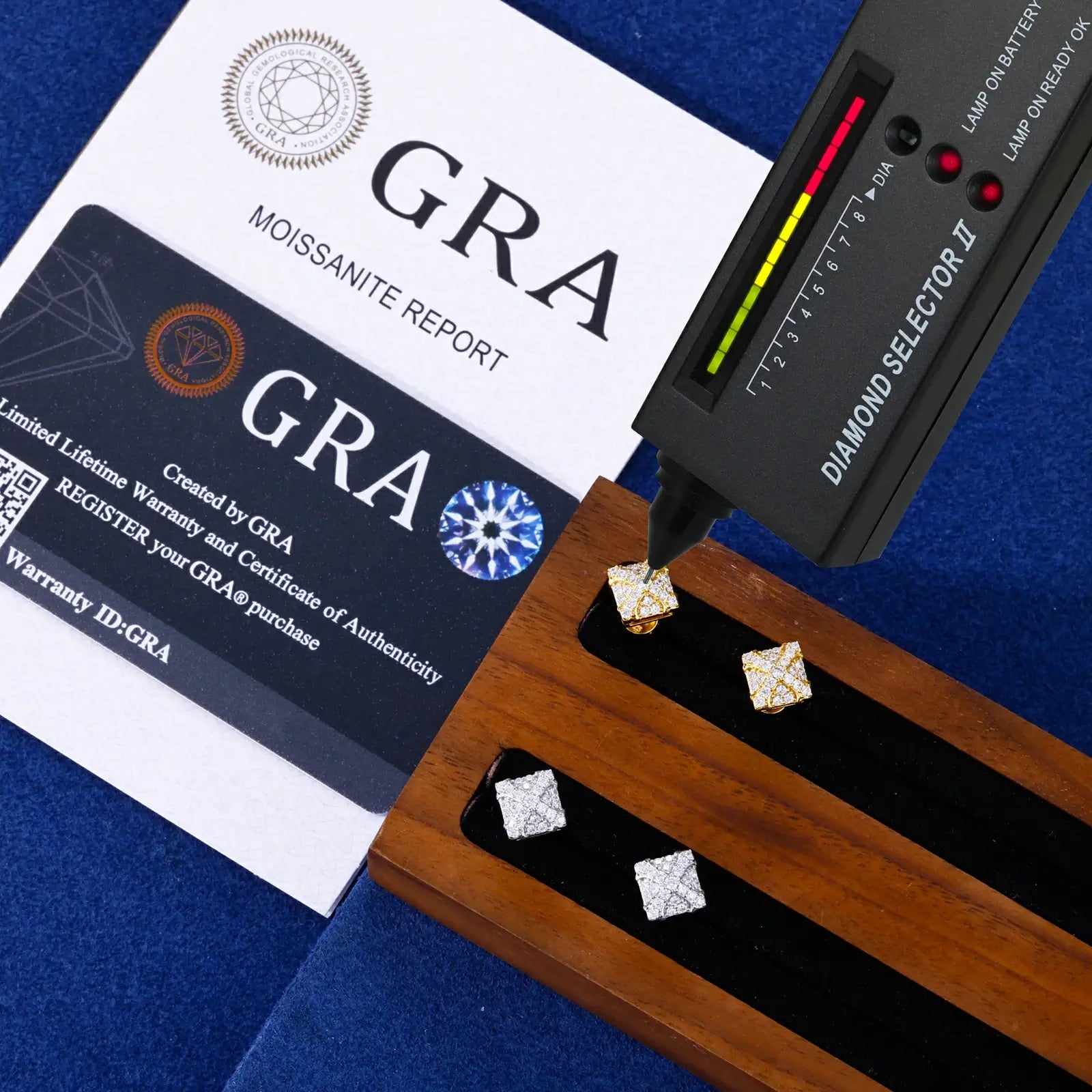 S925 Moissanite Square Chrome Heart Cross Stud Earrings