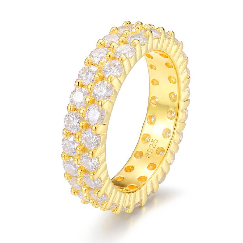 S925 2 Rows Moissanite Band Ring
