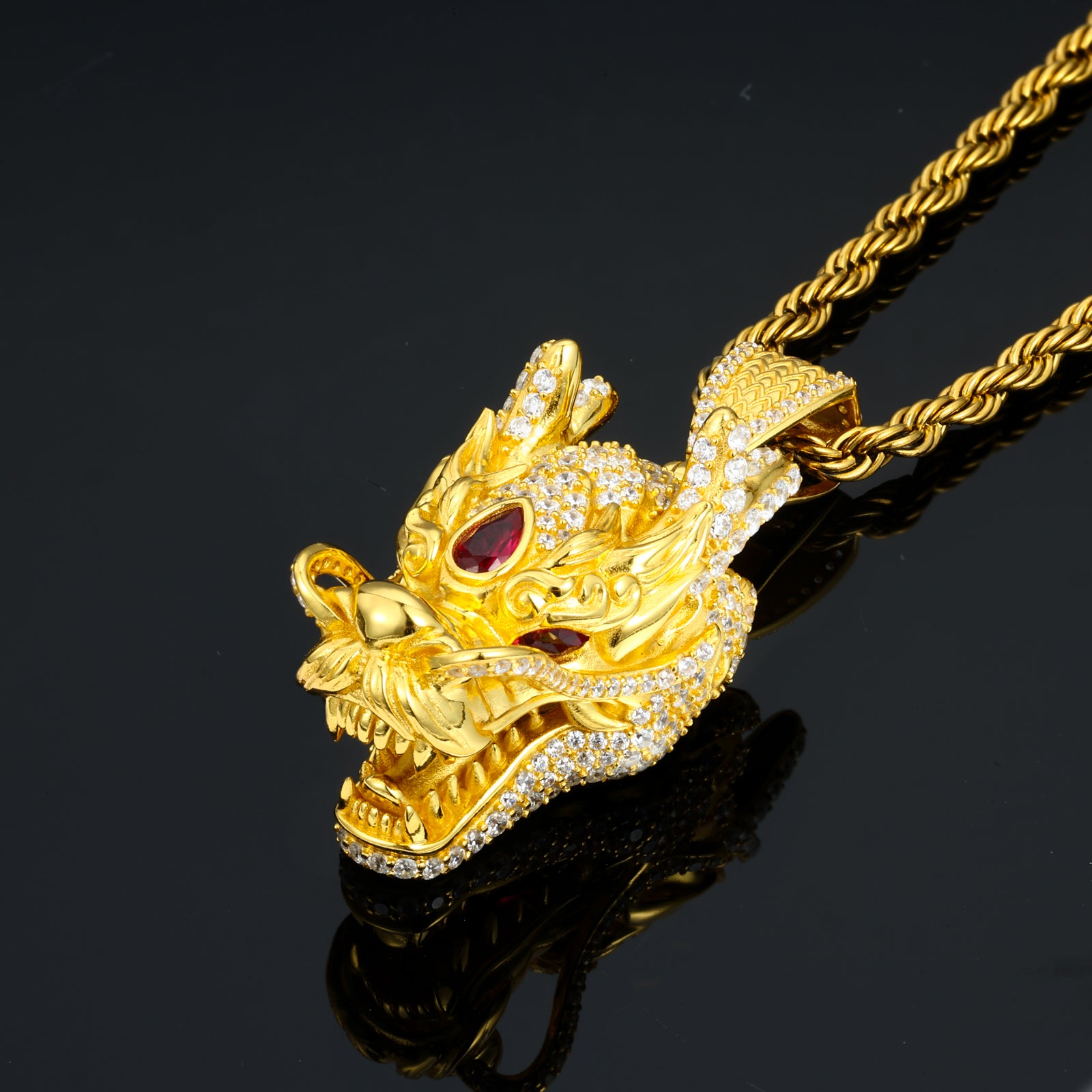 S925 Moissanite Dragon Head Pendant