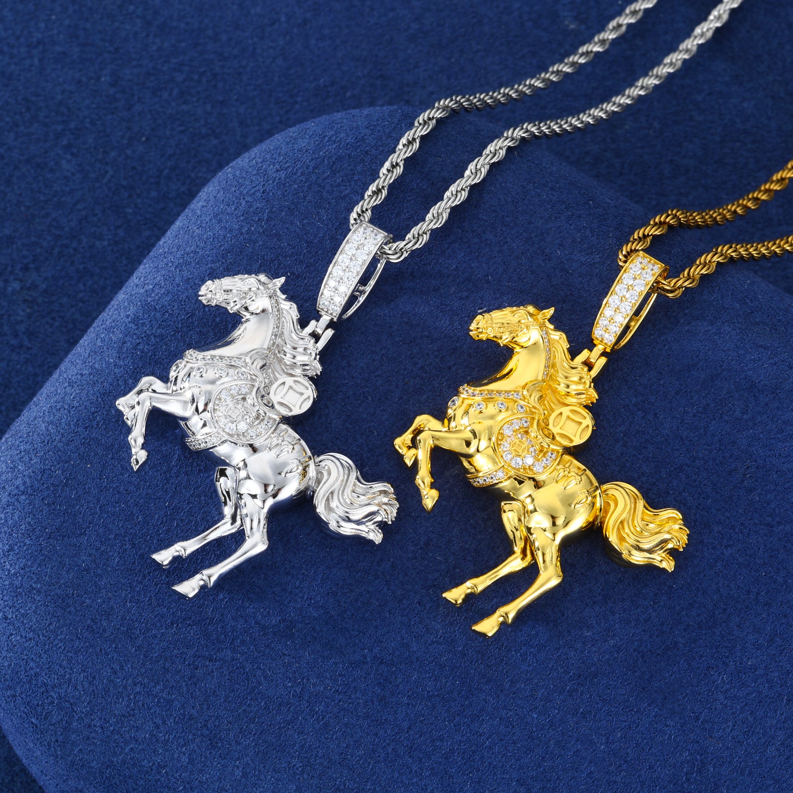 S925 Moissanite Leaping Horse Pendant