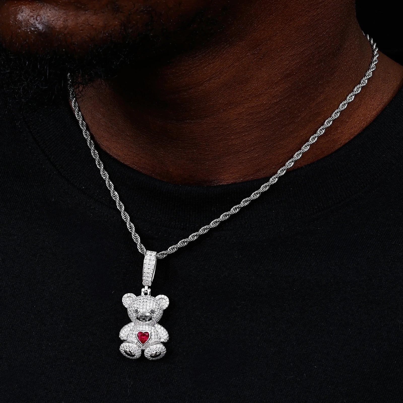 S925 Moissanite Sweetheart Bear Pendant