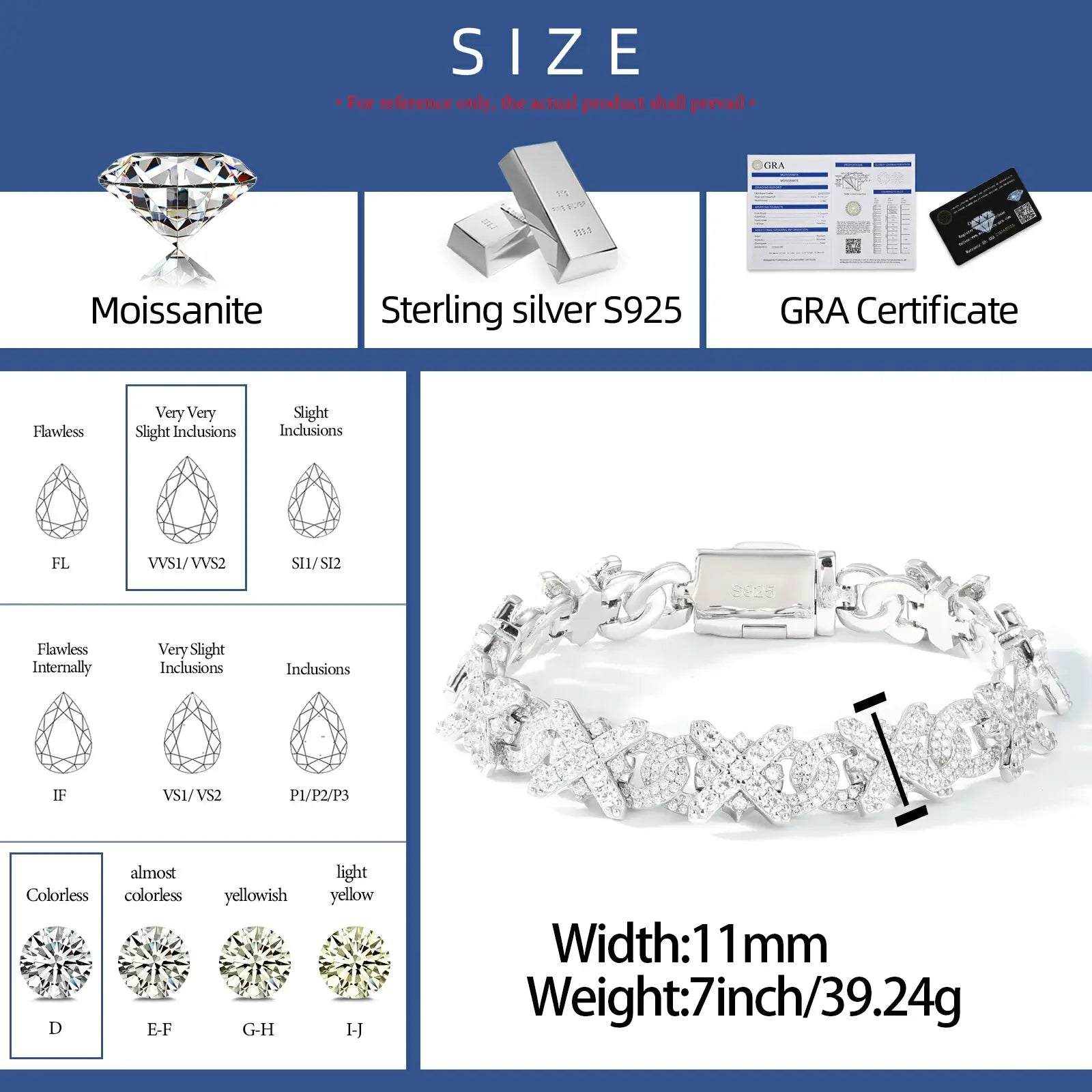 11mm S925 Moissanite Infinity Cross Link Bracelet