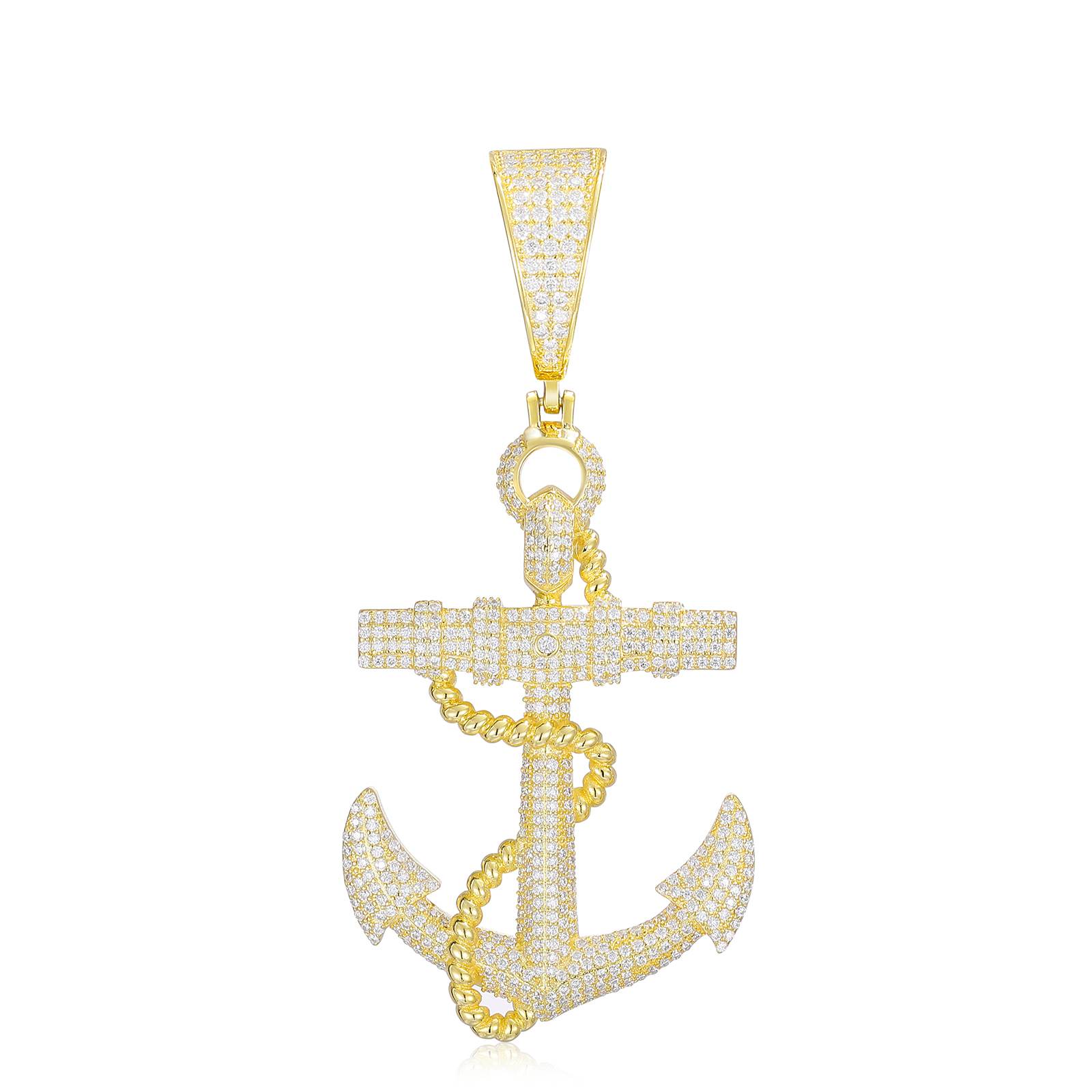 S925 Micro Moissanite Anchor Pendant