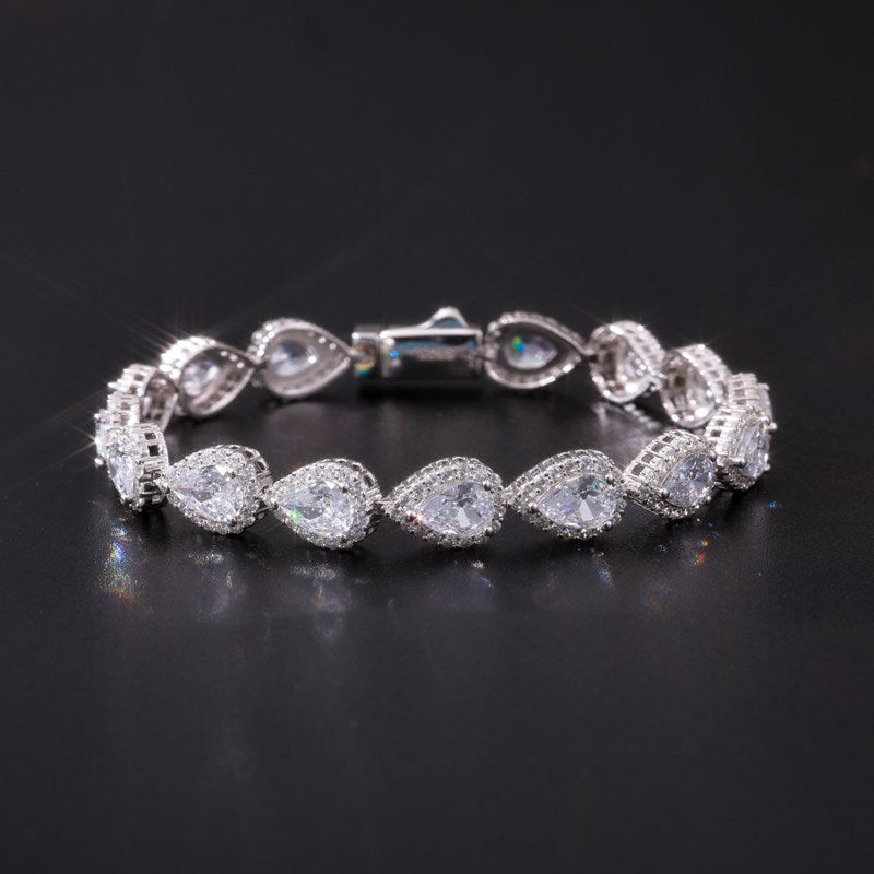 8mm S925 Pear Cut Moissanite Peach Tennis Bracelet