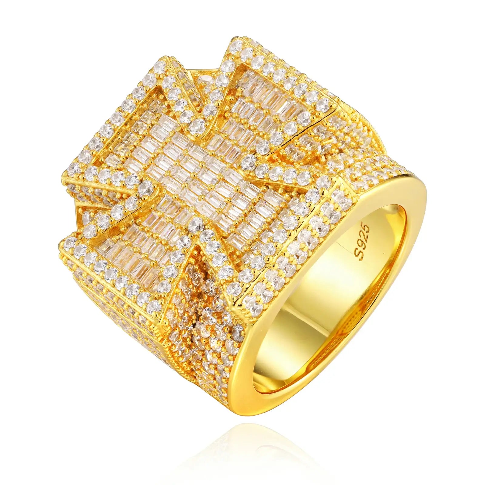 S925 Baguette Moissanite Malta Cross Ring