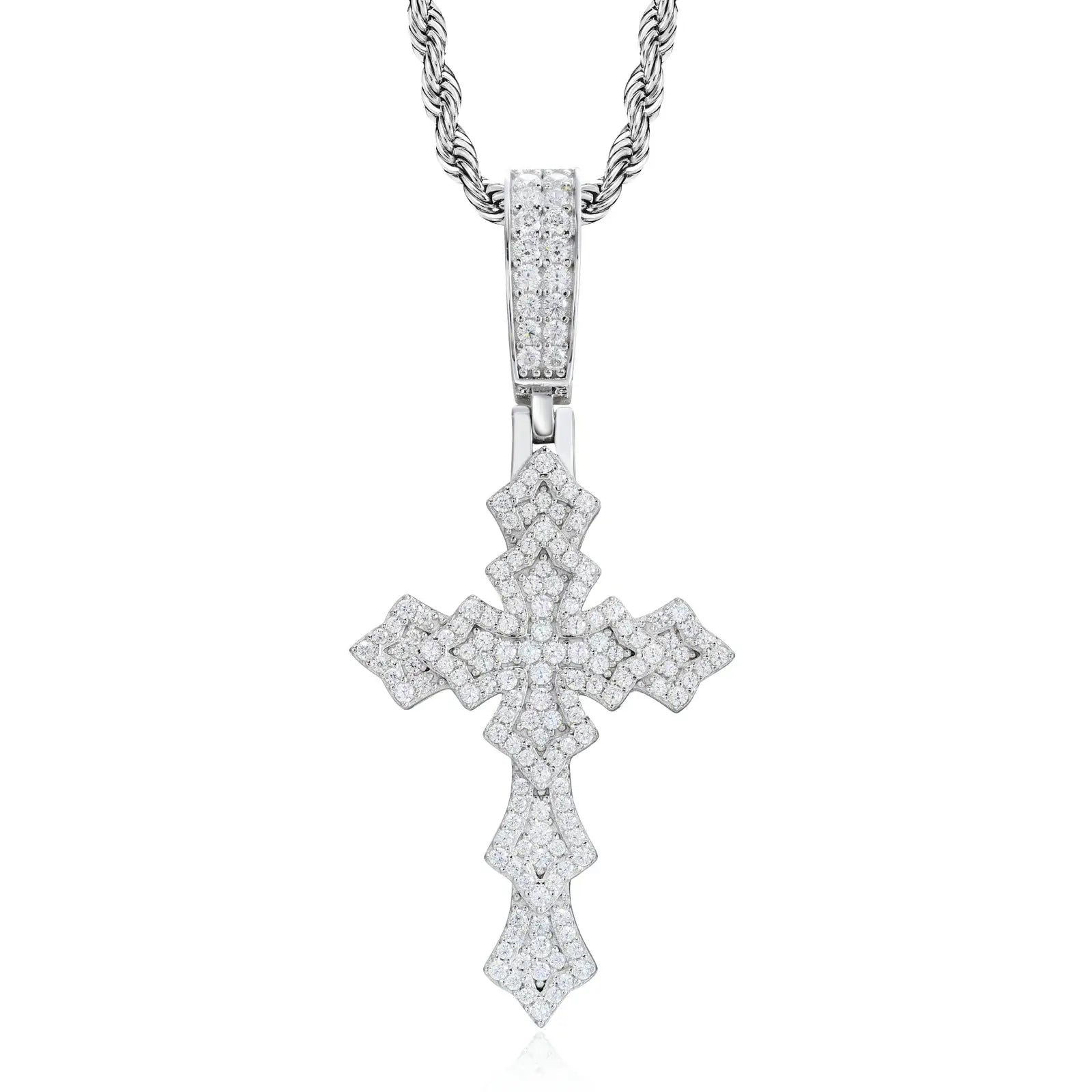 S925 Moissanite Layered Cross Pendant