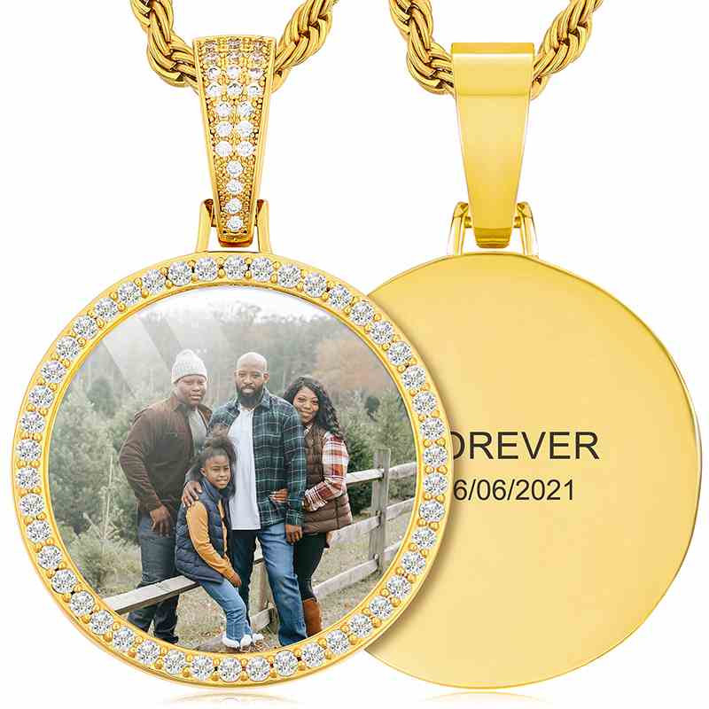 Pendentif photo personnalisé rond de 35 mm