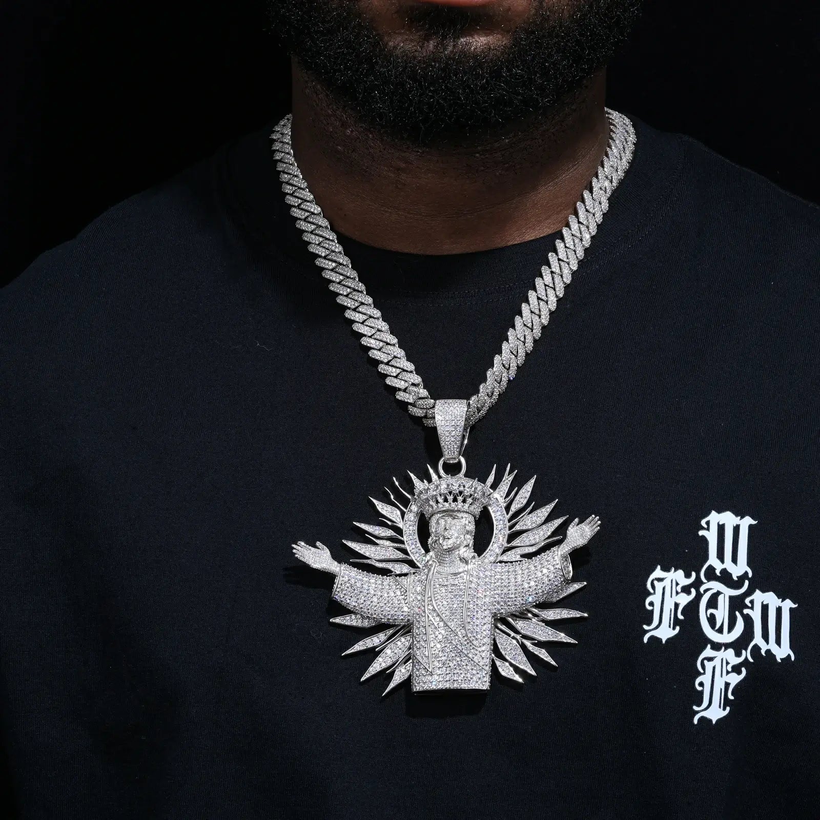 S925 Moissanite Glorious King Jesus Pendant XL Pendant