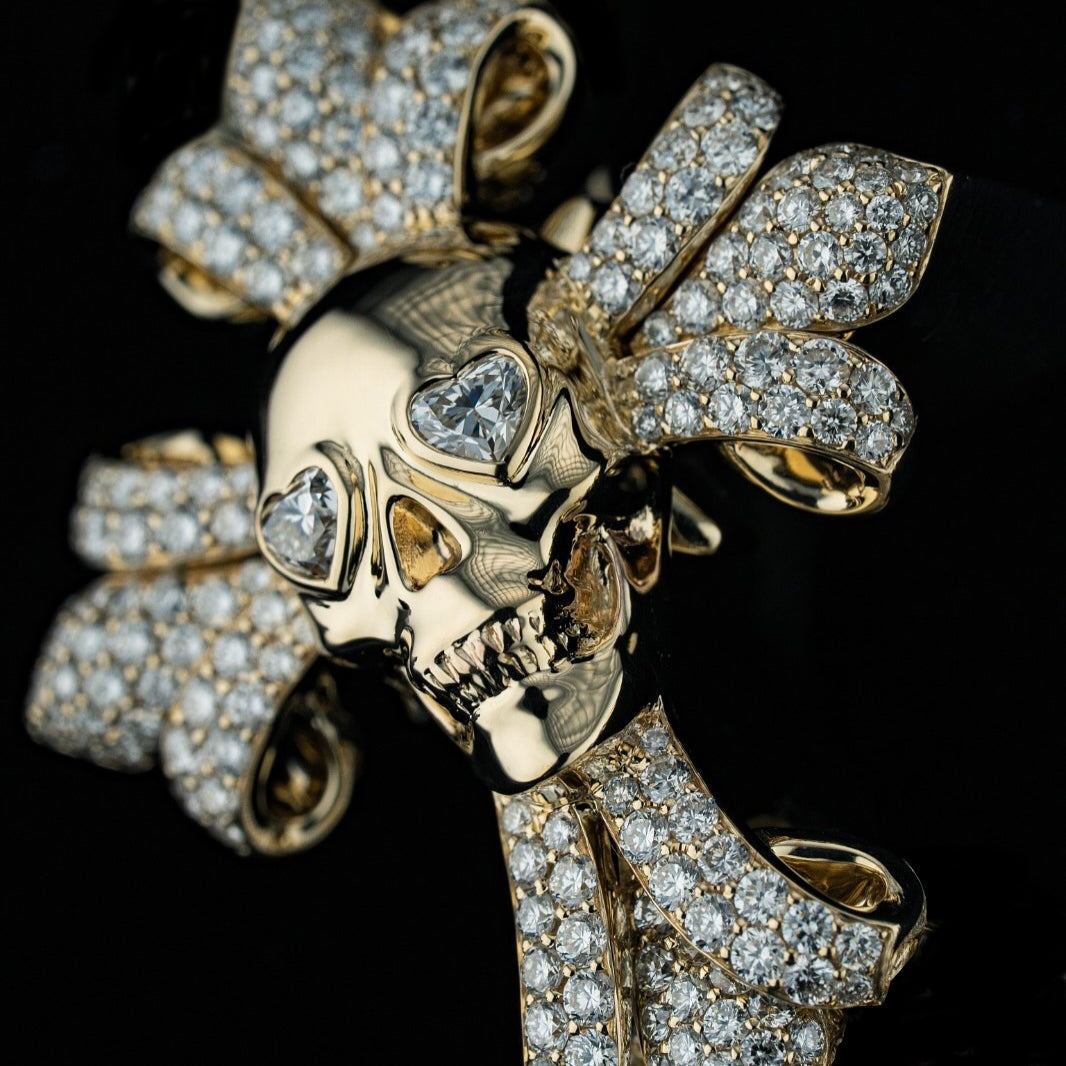 S925 Moissanite Skull Chrome Heart Cross Pendant