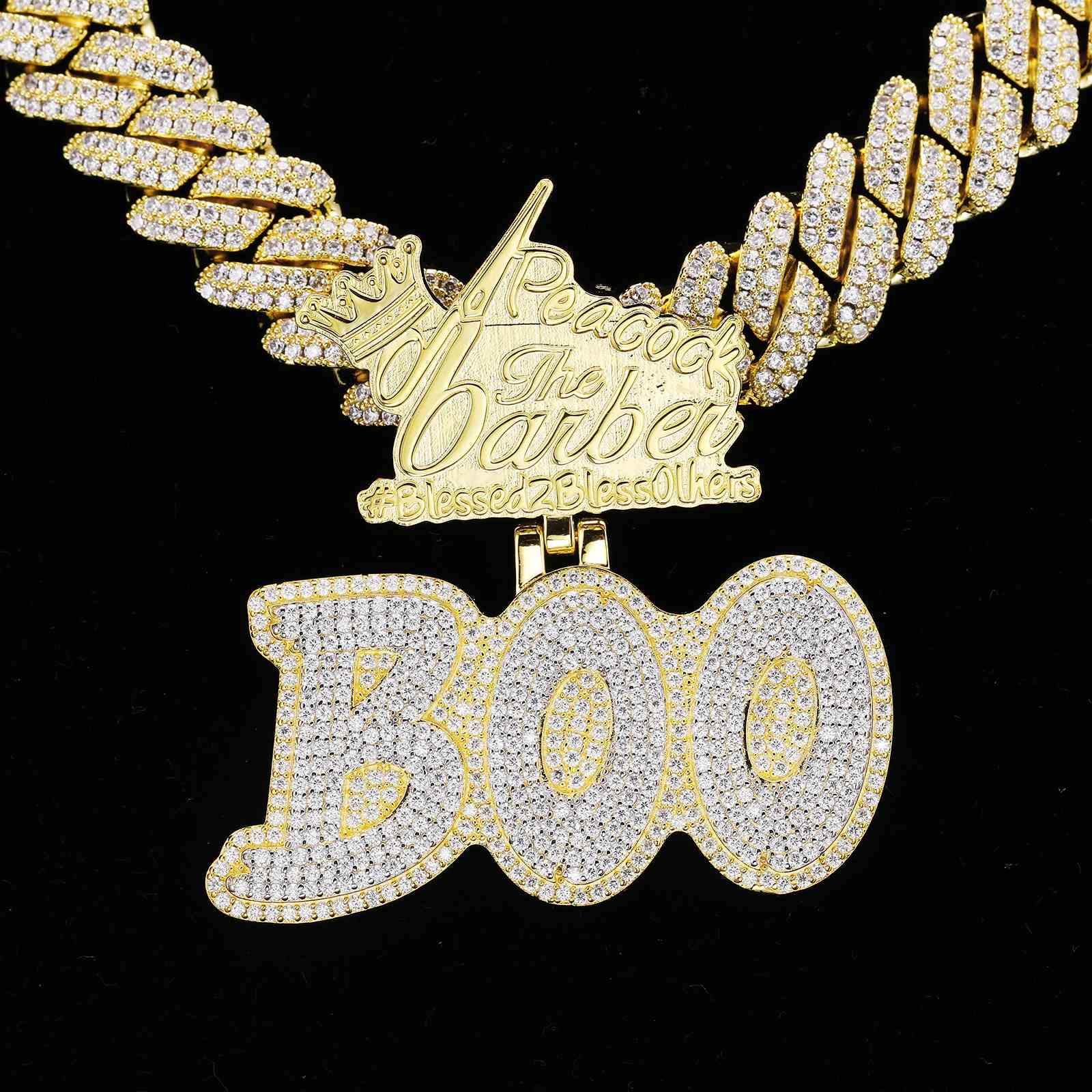 2 Tone BOO Letter Pendant