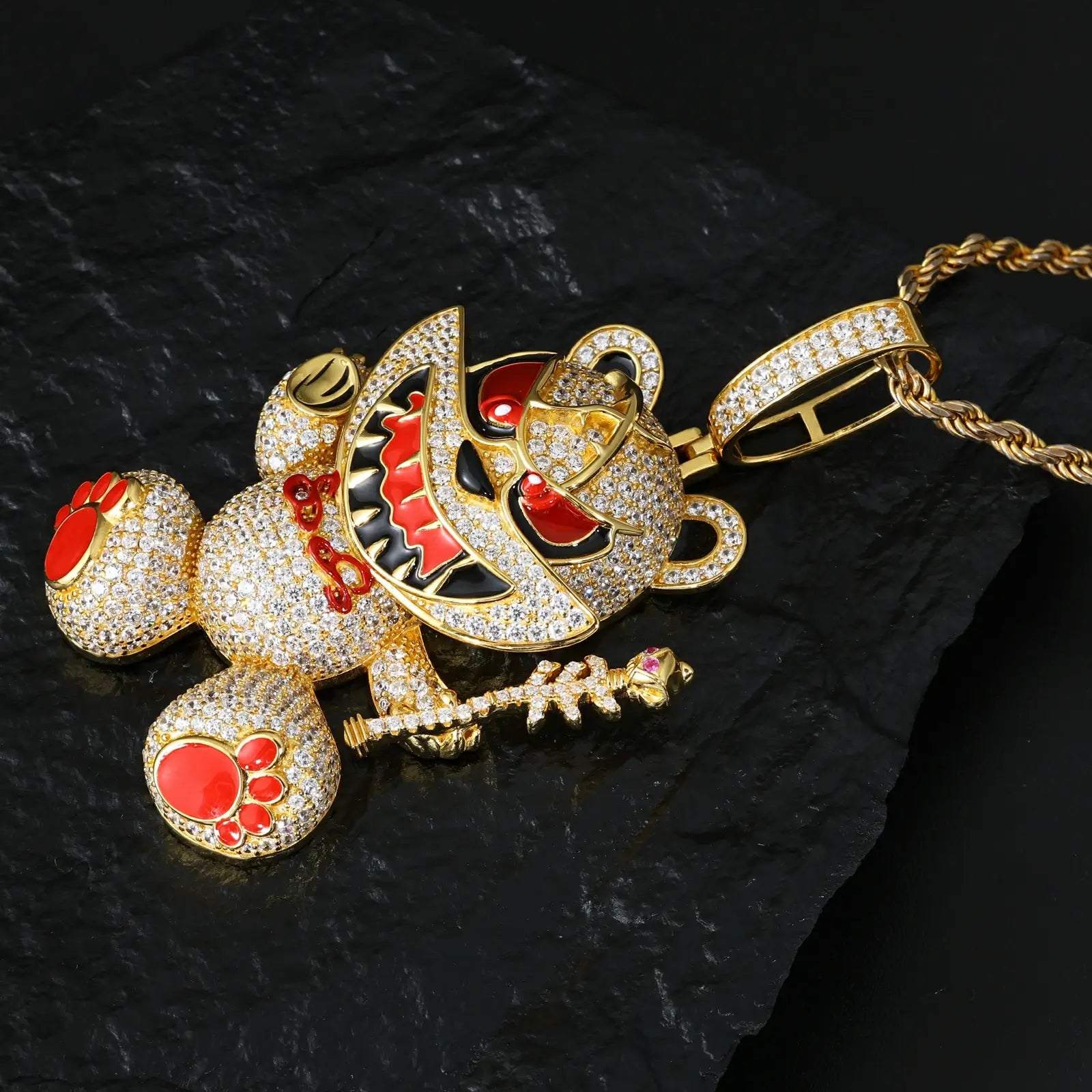 S925 Moissanite Evil Bear Pendant