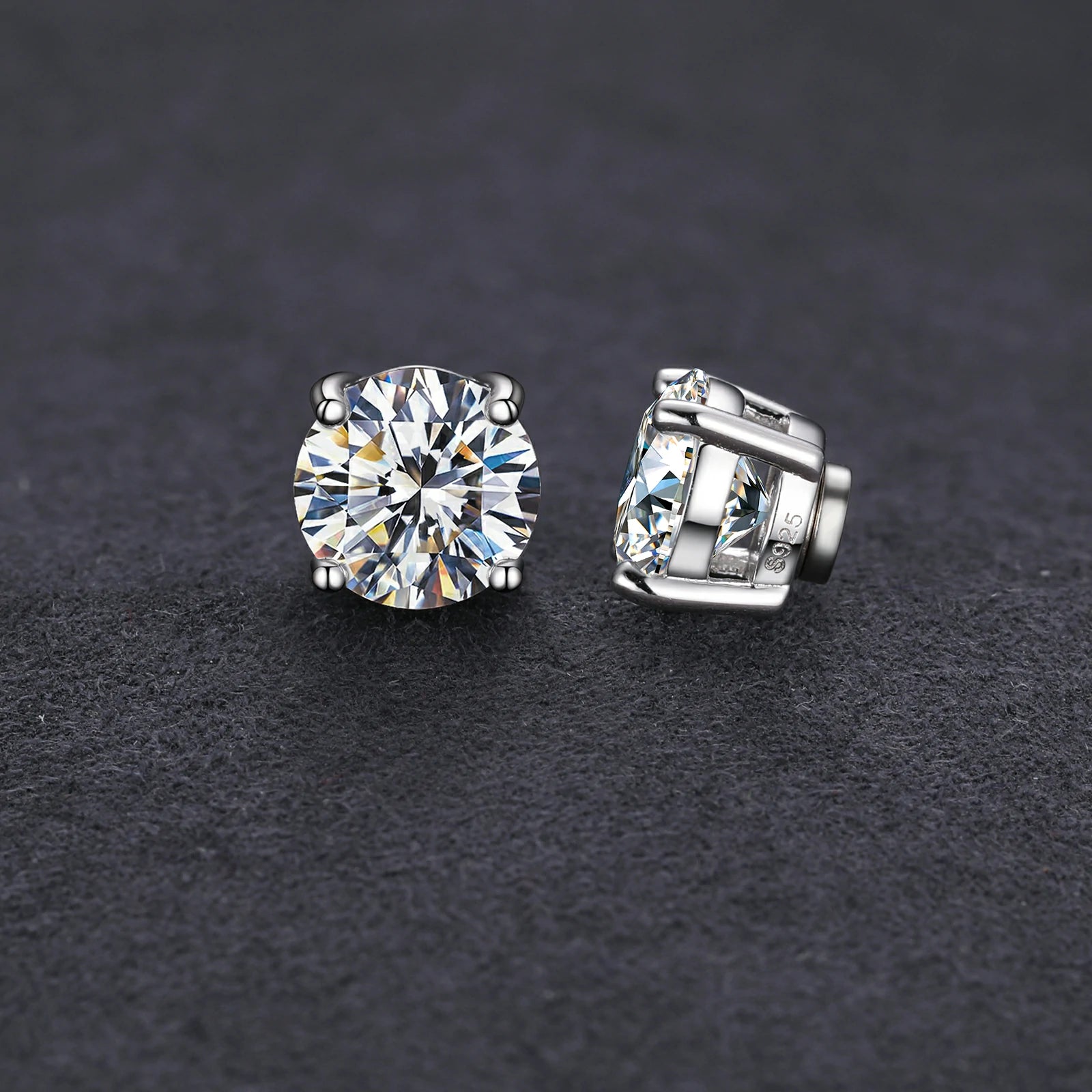 S925 Moissanite Magnetic Solitaire Stud Earrings