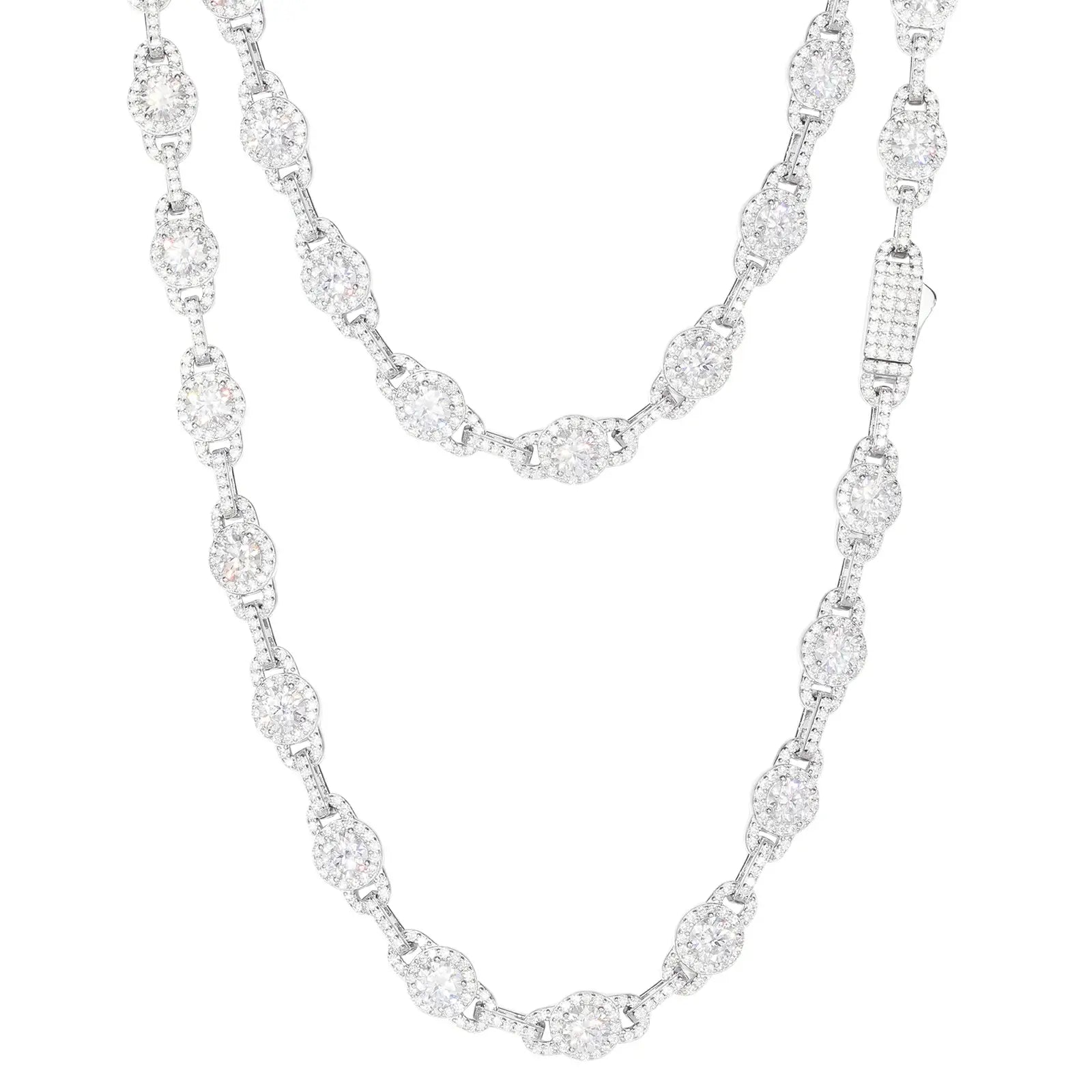 S925 Moissanite Halo Link Tennis Chain