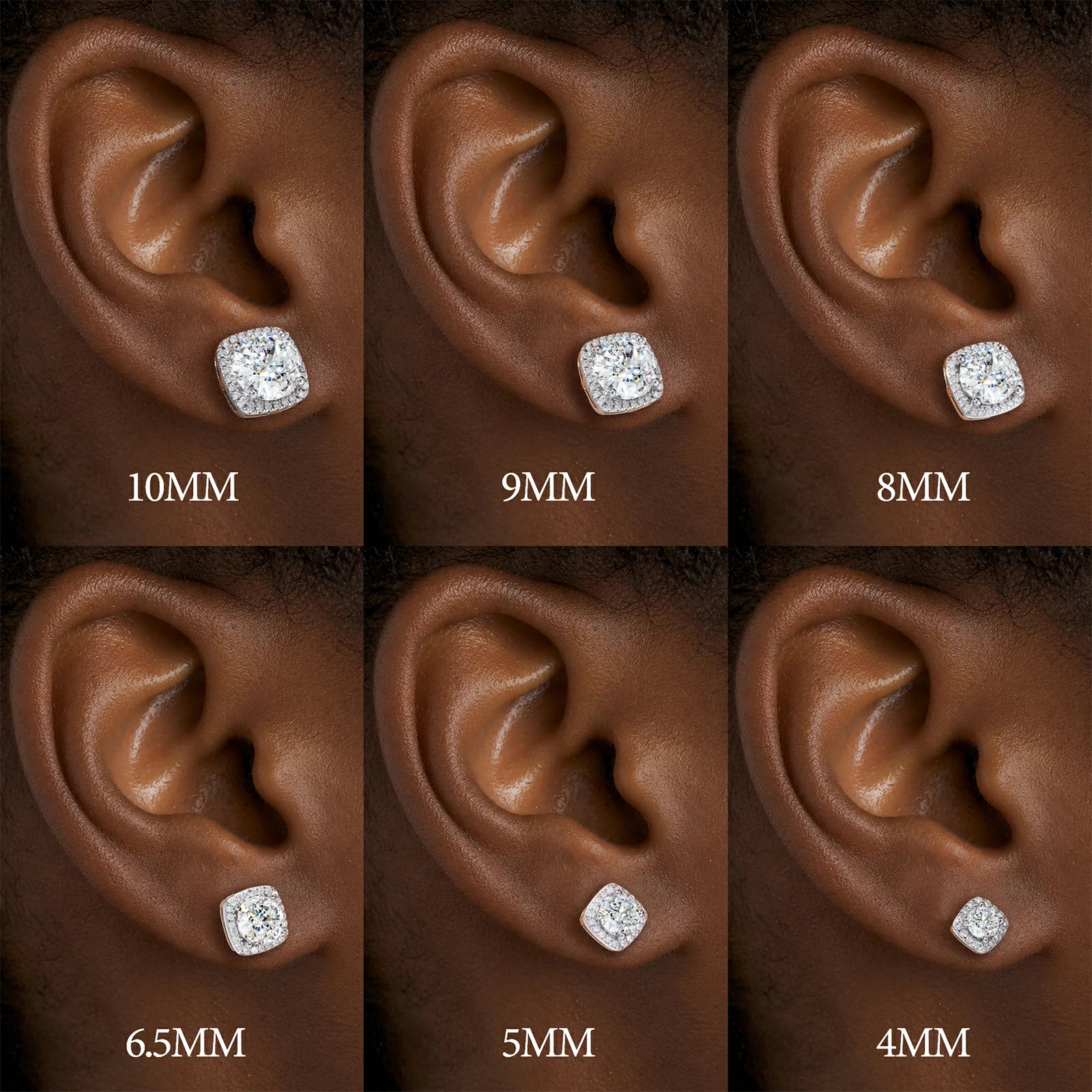 S925 D Color VVS1 Moissanite Square Halo Stud Earrings