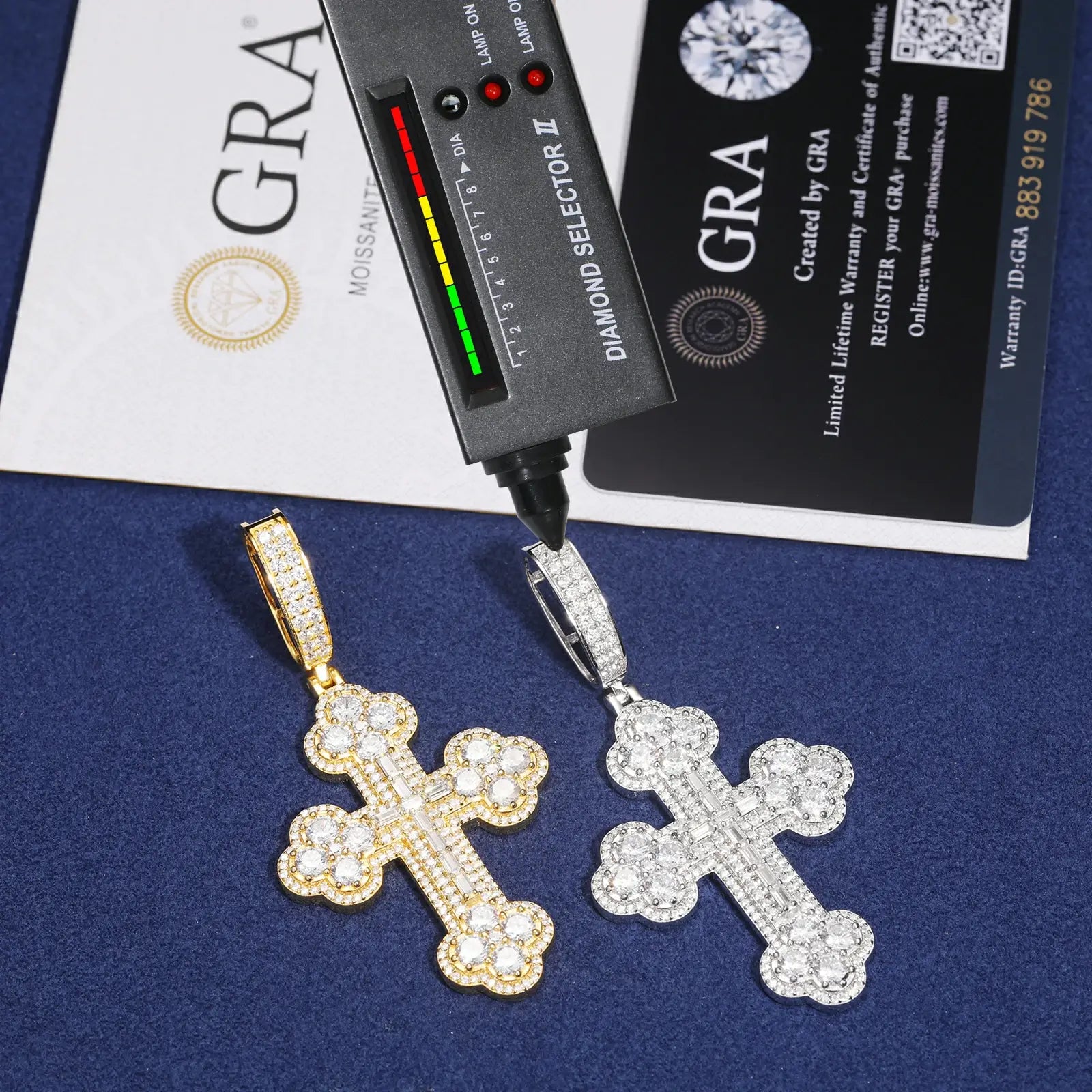 S925 Moissanite 2 Layers Iris Cross Pendant