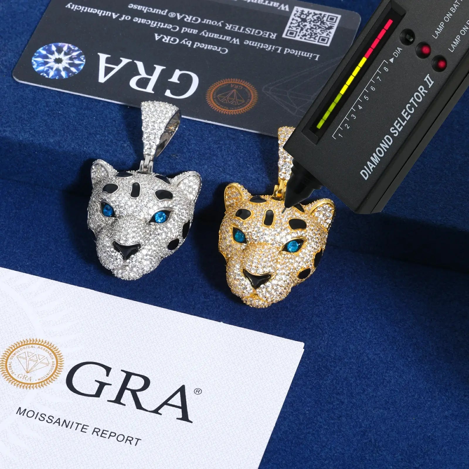 S925 Moissanite Leopard Head Pendant