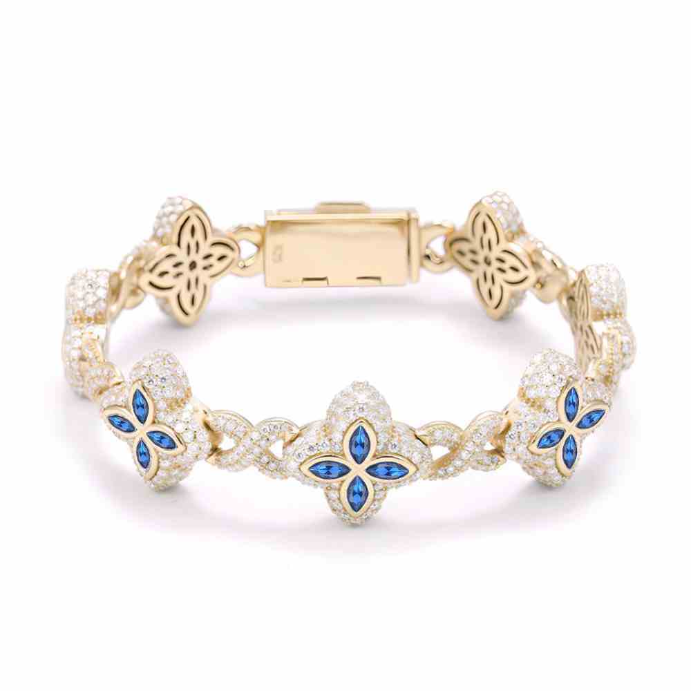 20mm S925 Moissanite Four Leaf Clover Infinity Link Bracelet