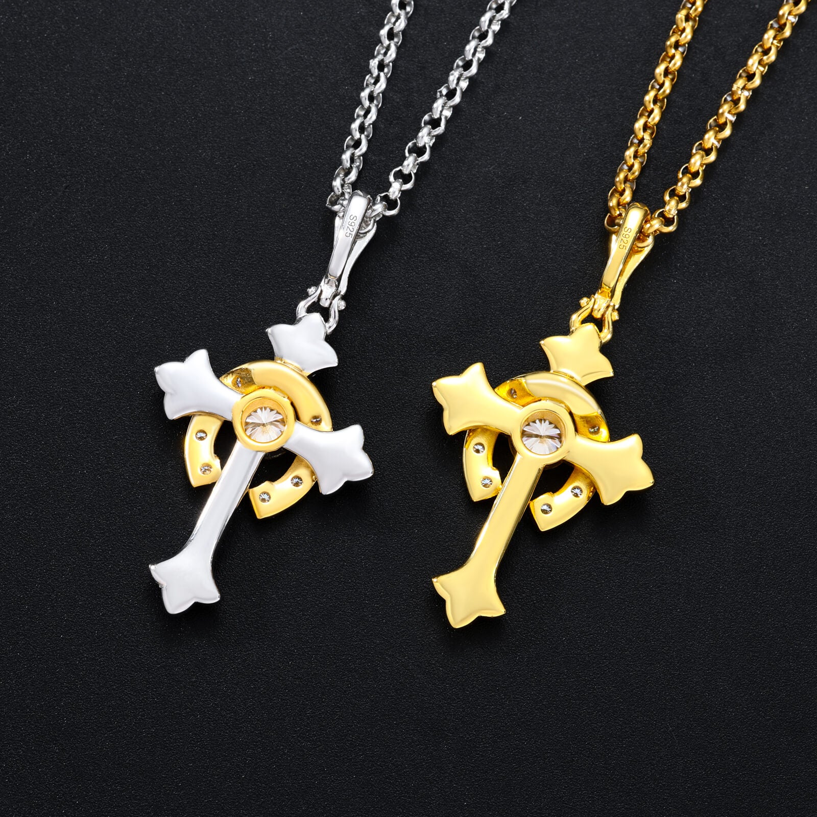 S925 Moissanite Horseshoe Scepter Pendant