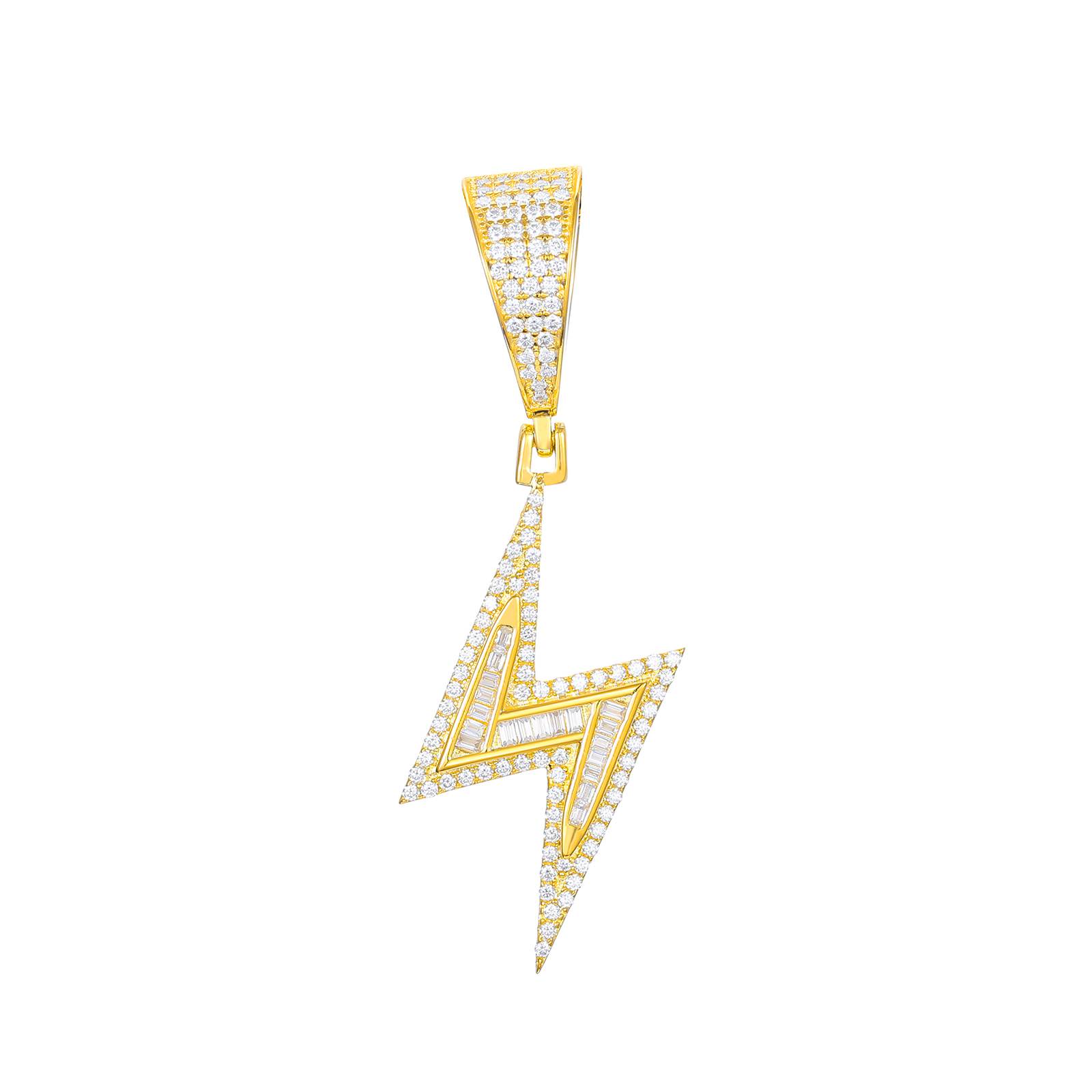 S925 Baguette Moissanite Lightning Pendant