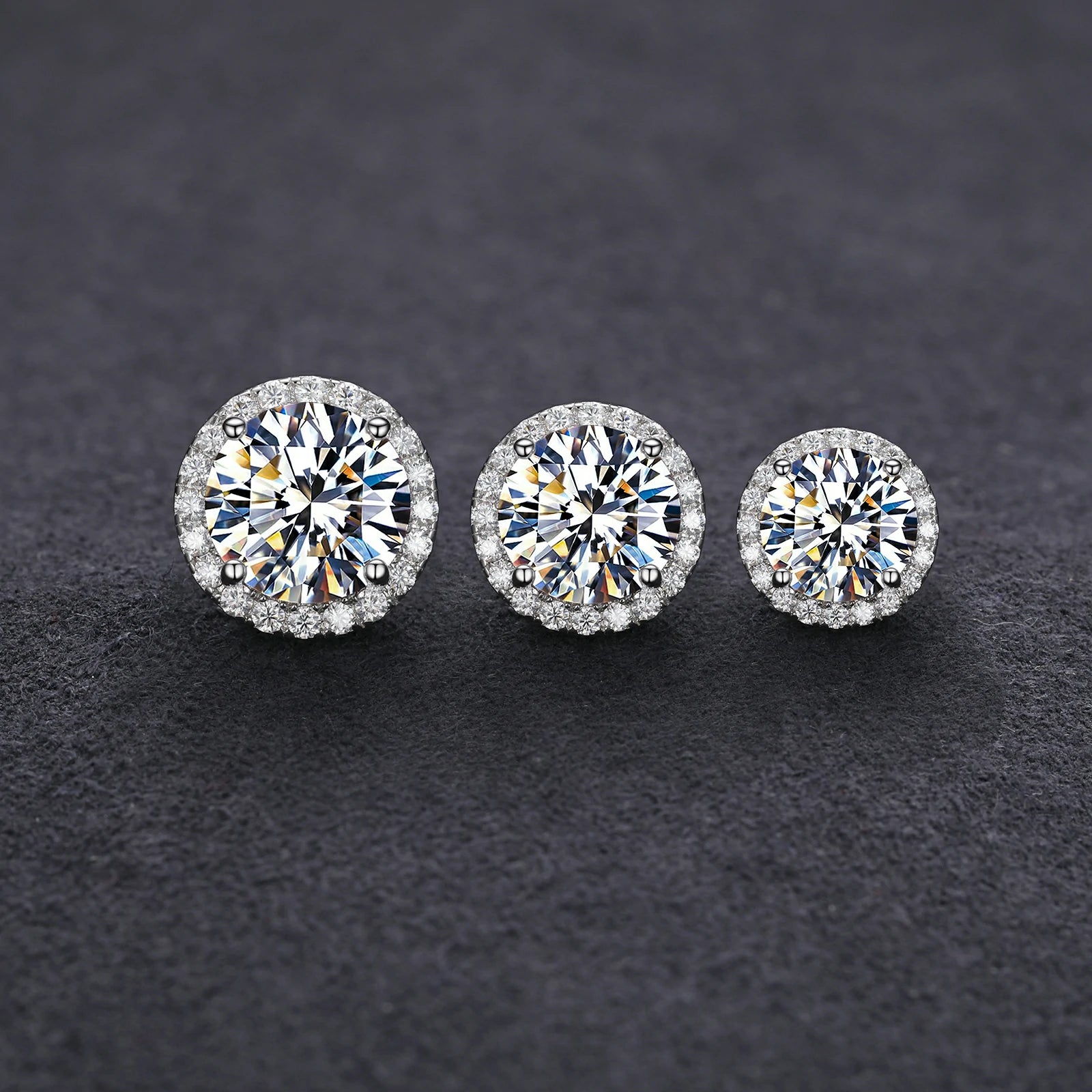 S925 Moissanite Magnetic Halo Stud Earrings