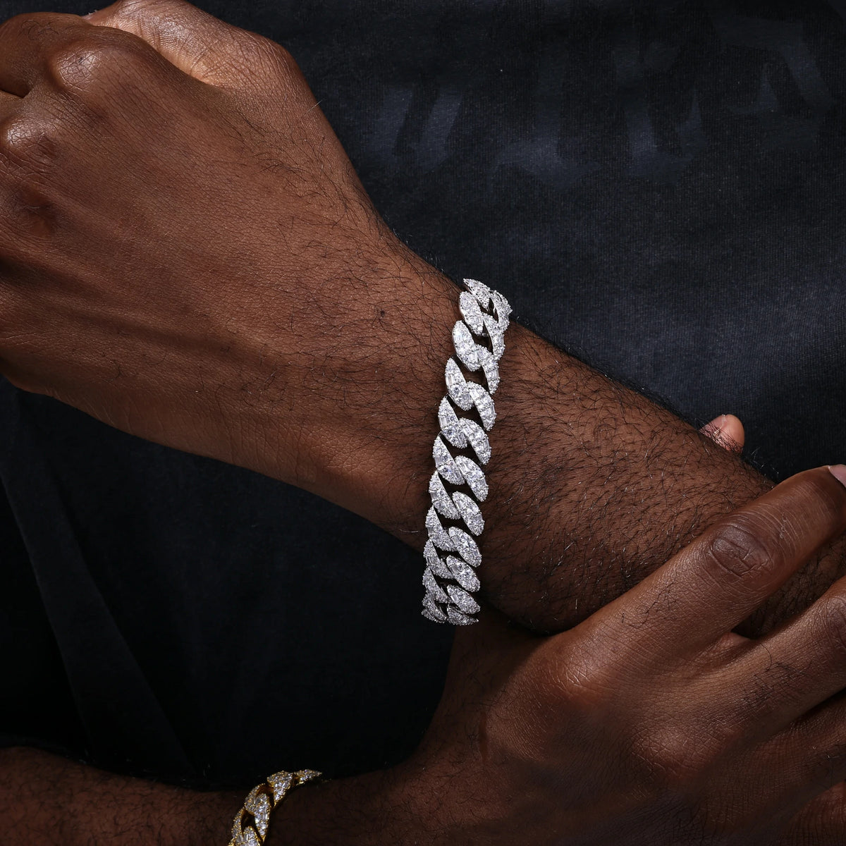 14mm S925 Mix-cut Moissanite Cuban Link Bracelet